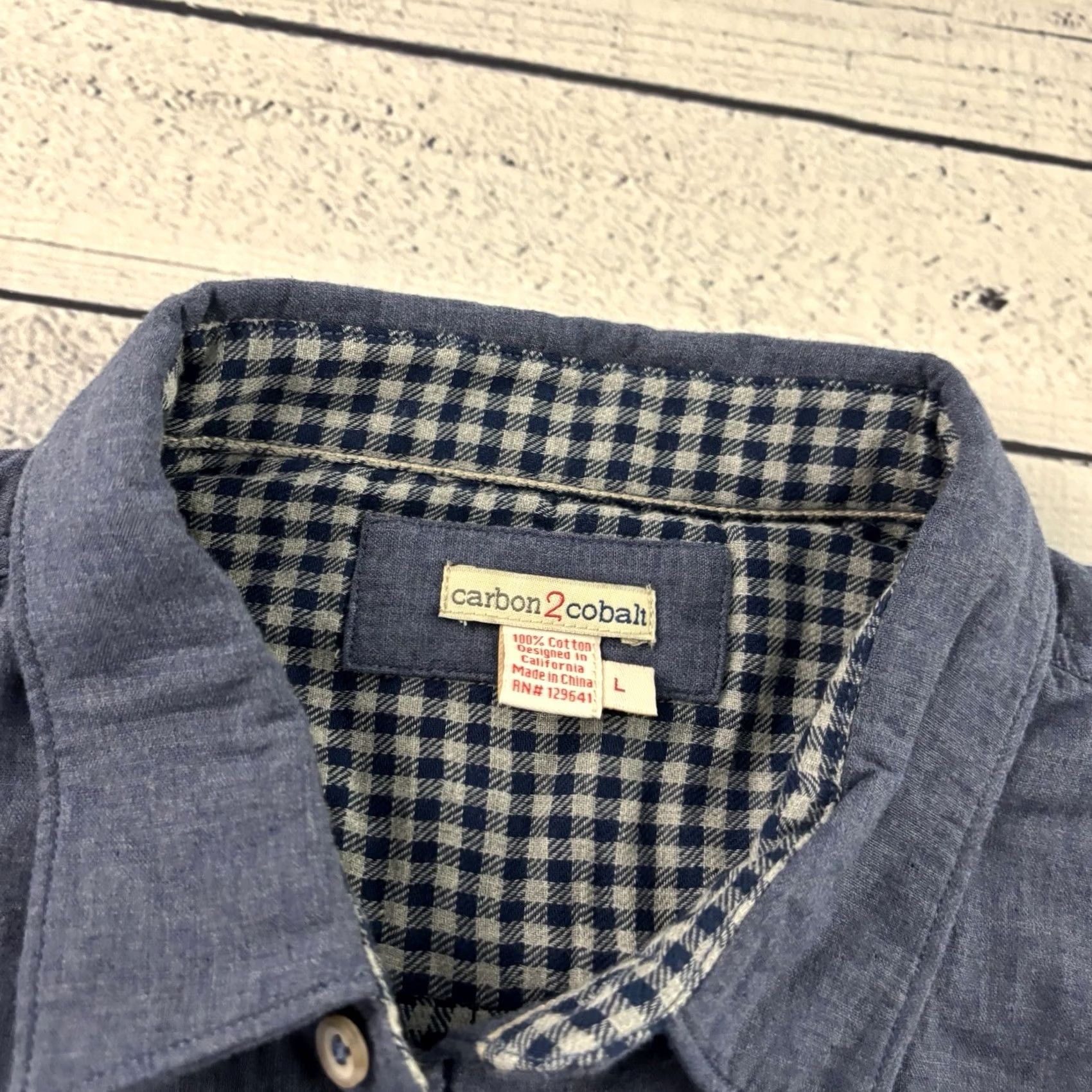 Carbon2Cobalt Carbon 2 Cobalt Button-Up Long Sleeve Shirt Men's L Blue Cotton Shirt Size US L / EU 52-54 / 3 - 2 Thumbnail