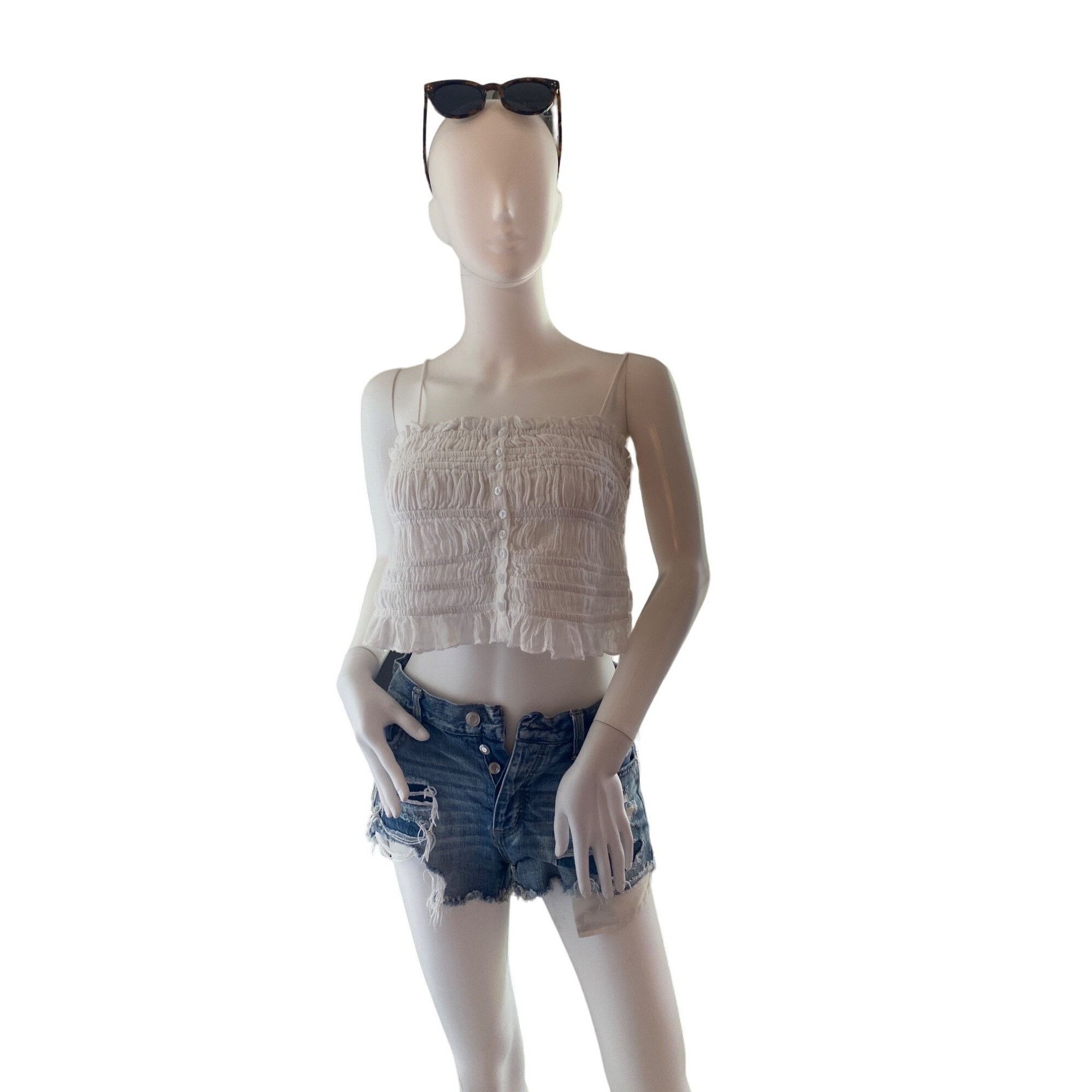 American Eagle Outfitters AMERICAN EAGLE VINTAGE HI-RISE FESTIVAL RETRO CUTOFF SHORTS Size 25" / US 0 / IT 36 - 2 Thumbnail