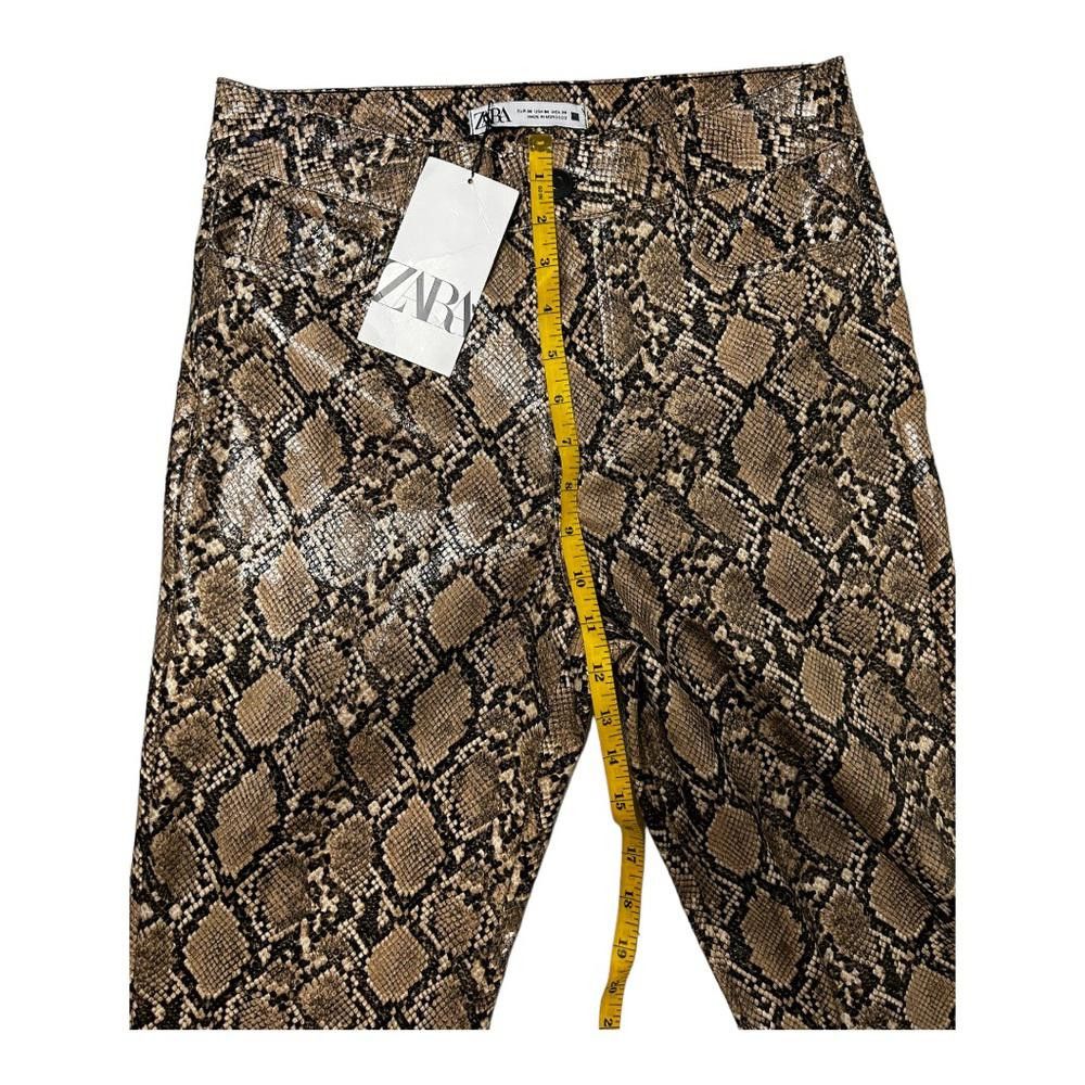 Zara Zara l NWT Tan Snakeskin Pleather Pants High Rise Size 4 Size 27" / US 4 / IT 40 - 6 Thumbnail