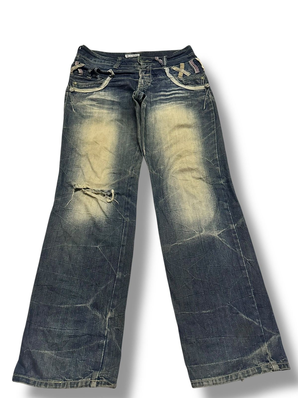 Japanese Brand Sorridere Distressed Japan Jeans Wideleg Style With MudWash Size US 34 / EU 50 - 1 Thumbnail