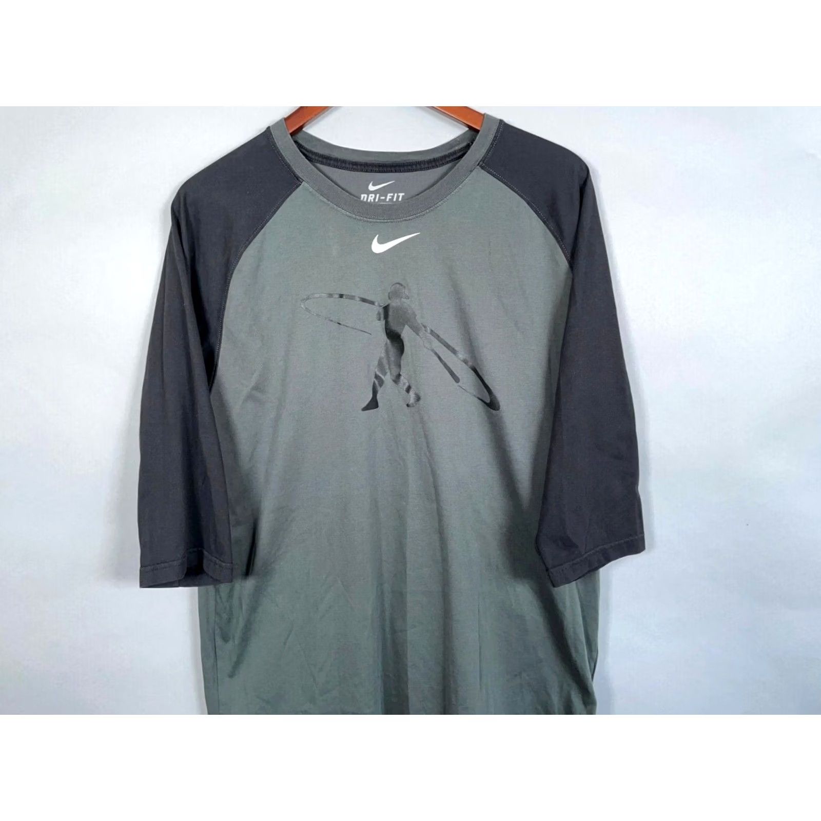 Nike VINTAGE Nike Ken Griffey Jr. Baseball Shirt Mens Large Gray Black 3/4 Sleeve Dri Fit Size US L / EU 52-54 / 3 - 4 Thumbnail