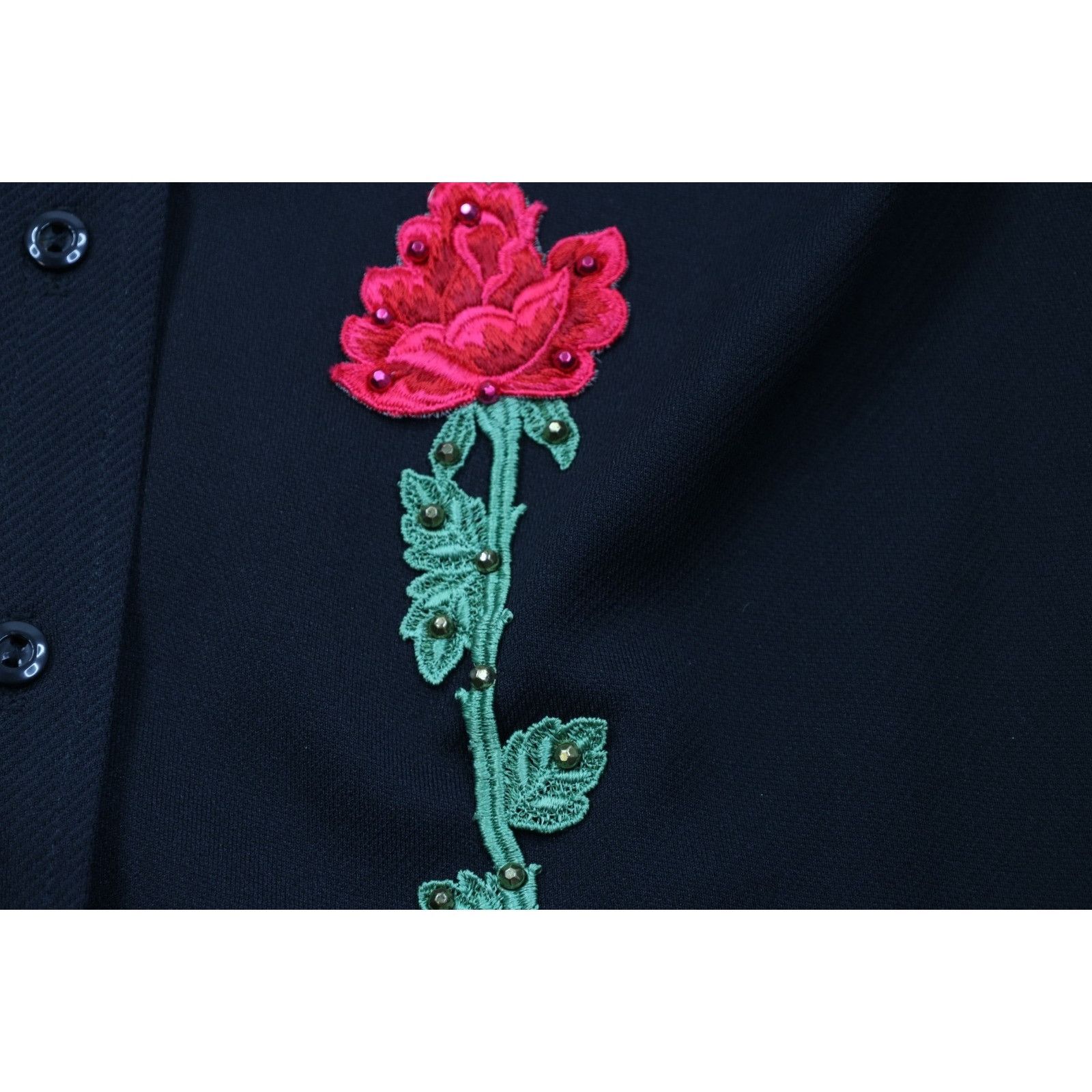 Vintage Vintage 70s 2 Piece Knit Rose Flower Bell Bottoms Suit Size XL / US 12-14 / IT 48-50 - 6 Thumbnail