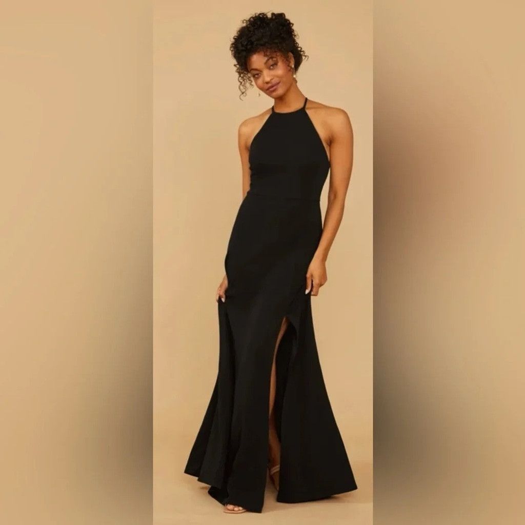 Lulus NEW with tags (NWT) Lulus Black Laurel Luxe Crepe Dress Size L / US 10 / IT 46 - 1 Thumbnail