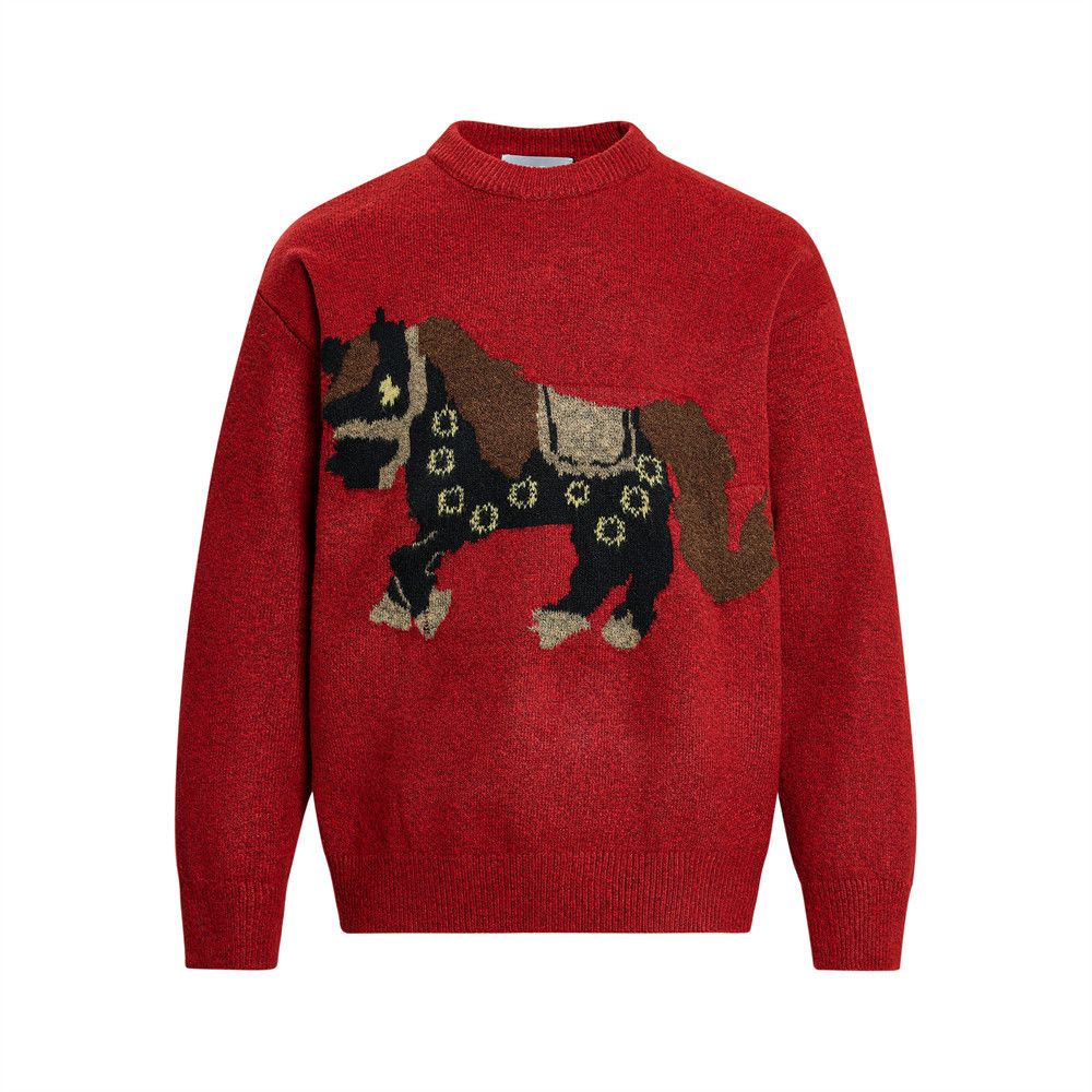 Japanese Brand American retro horse print crew neck knit sweater Size US M / EU 48-50 / 2 - 1 Thumbnail
