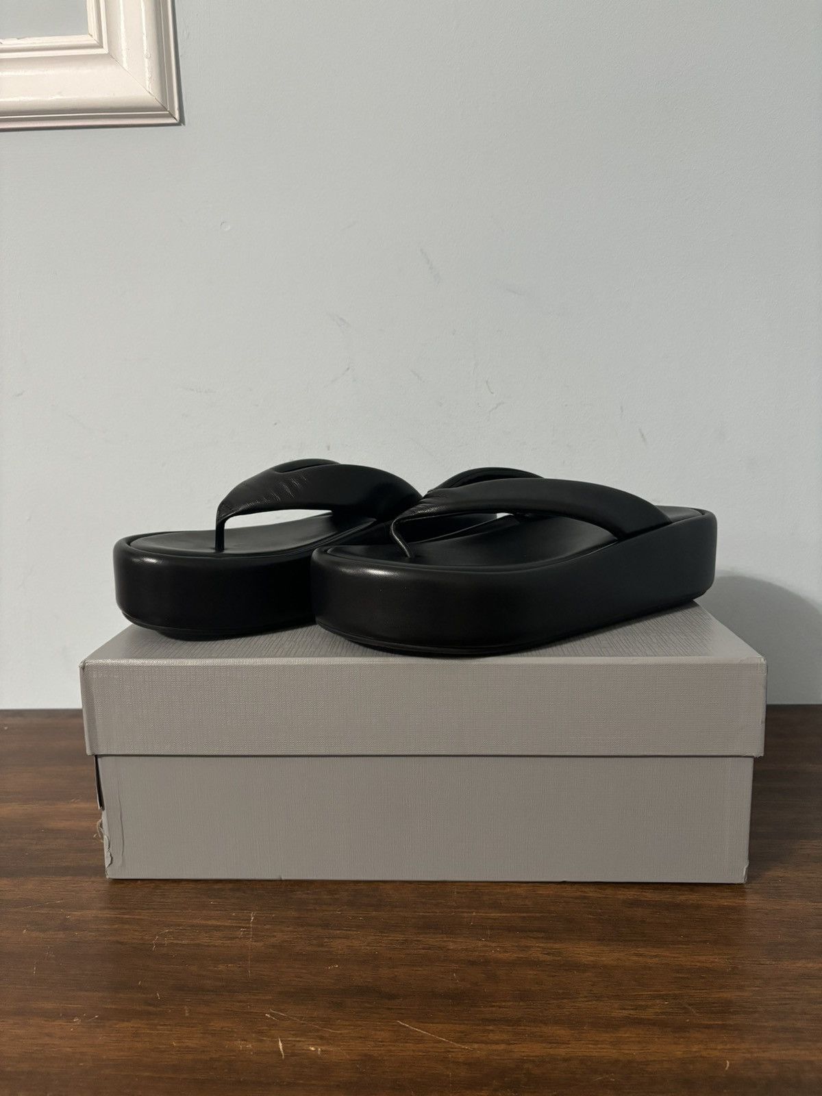 Balenciaga Platform Thong Leather Sandal in Black, Men's (Size 8)
