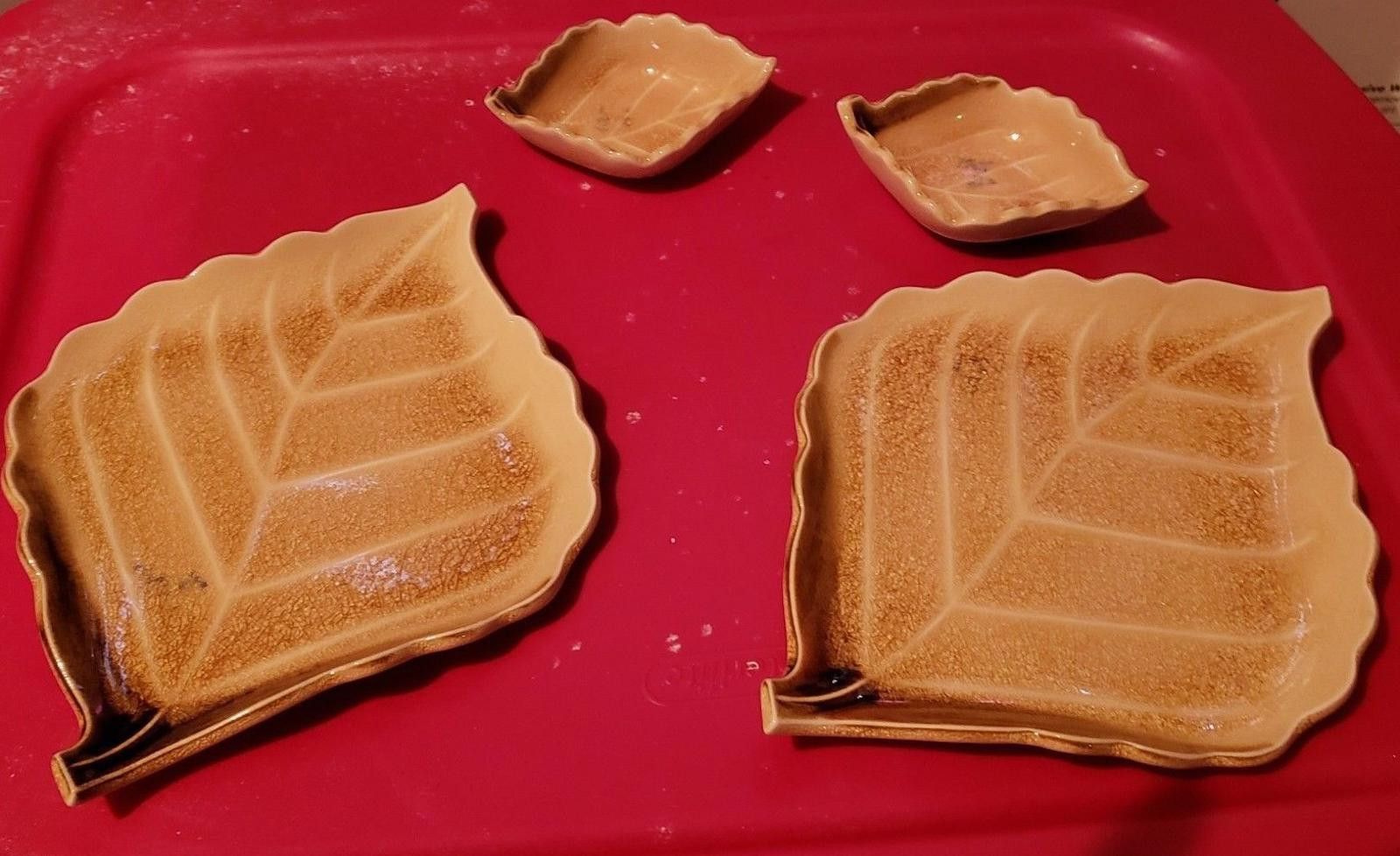 The Unbranded Brand Porcelain Ceramic Leaf Snack Plates & Bowls. Brown Size ONE SIZE - 2 Thumbnail