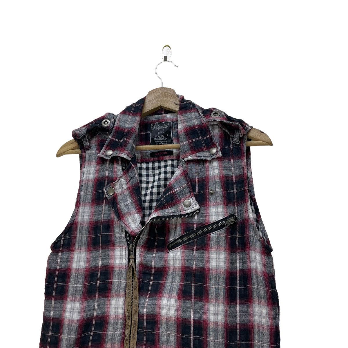 14th Addiction Japanese Brand Slipping And Sliding Tartan Sleeve Less Punk Size M / US 6-8 / IT 42-44 - 3 Thumbnail