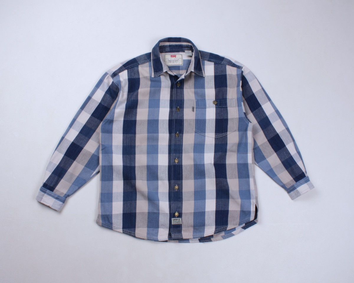 Levi's × Vintage LEVIS Vintage Authentic Plaid Metal Button Silver Tab Shirt Size US L / EU 52-54 / 3 - 6 Thumbnail