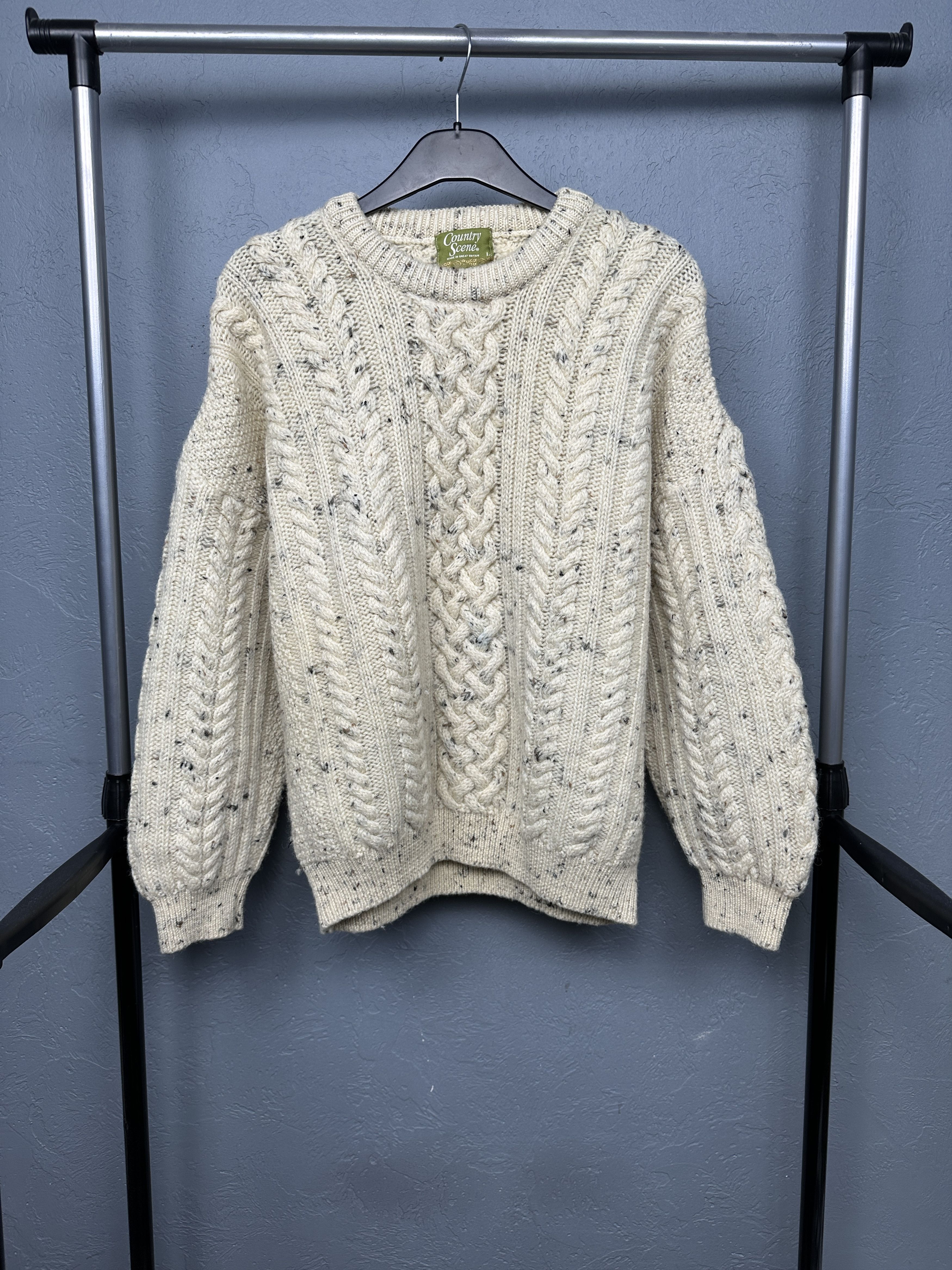 Vintage Country Scene Womens British 100% Wool Knit Sweater Size L / US 10 / IT 46 - 1 Thumbnail