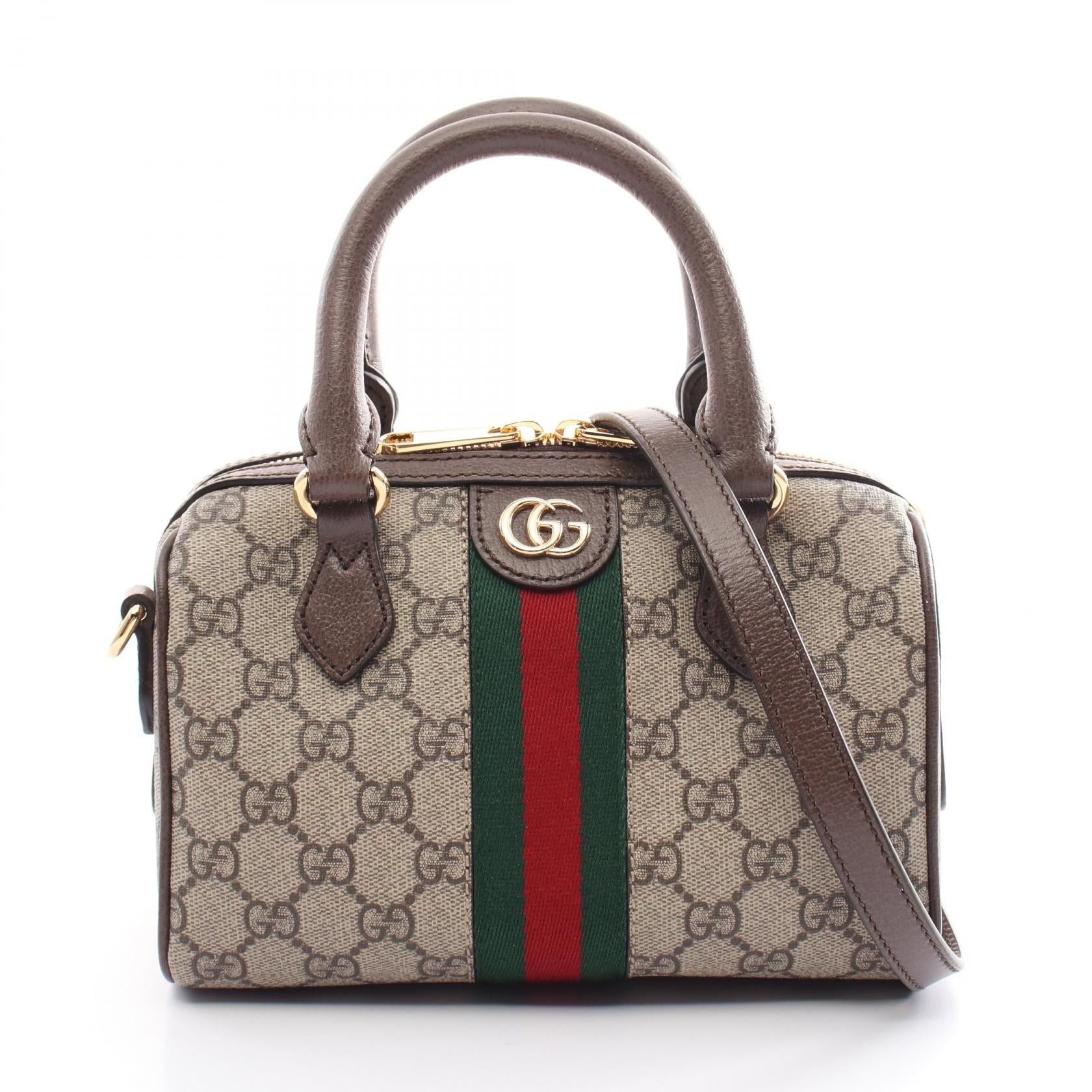 Gucci Gucci Ophidia Mini Top Handle Bag Sherry Line Handbag Coated Canvas Leather Beige Brown Size ONE SIZE - 1 Thumbnail