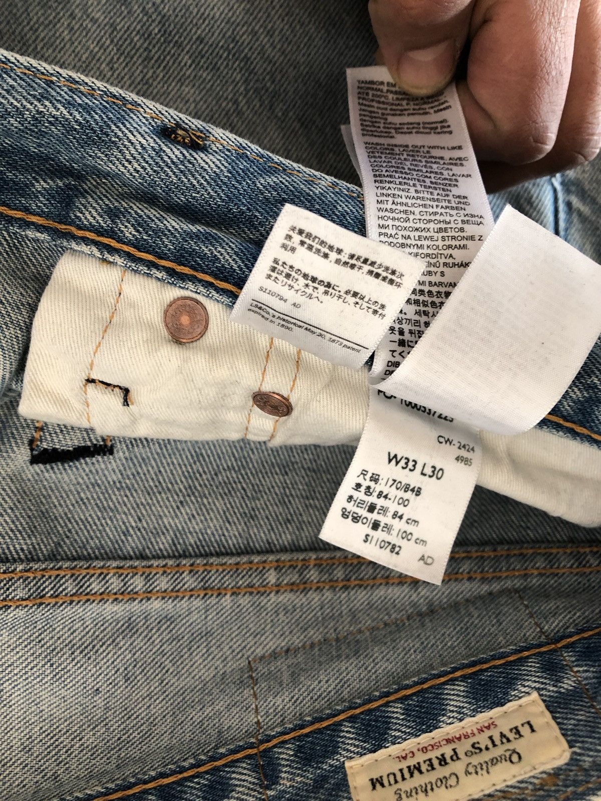 Levi's Levi’s 501 Jeans W33 x L30 Straight Light Blue White Denim Size US 33 - 7 Thumbnail