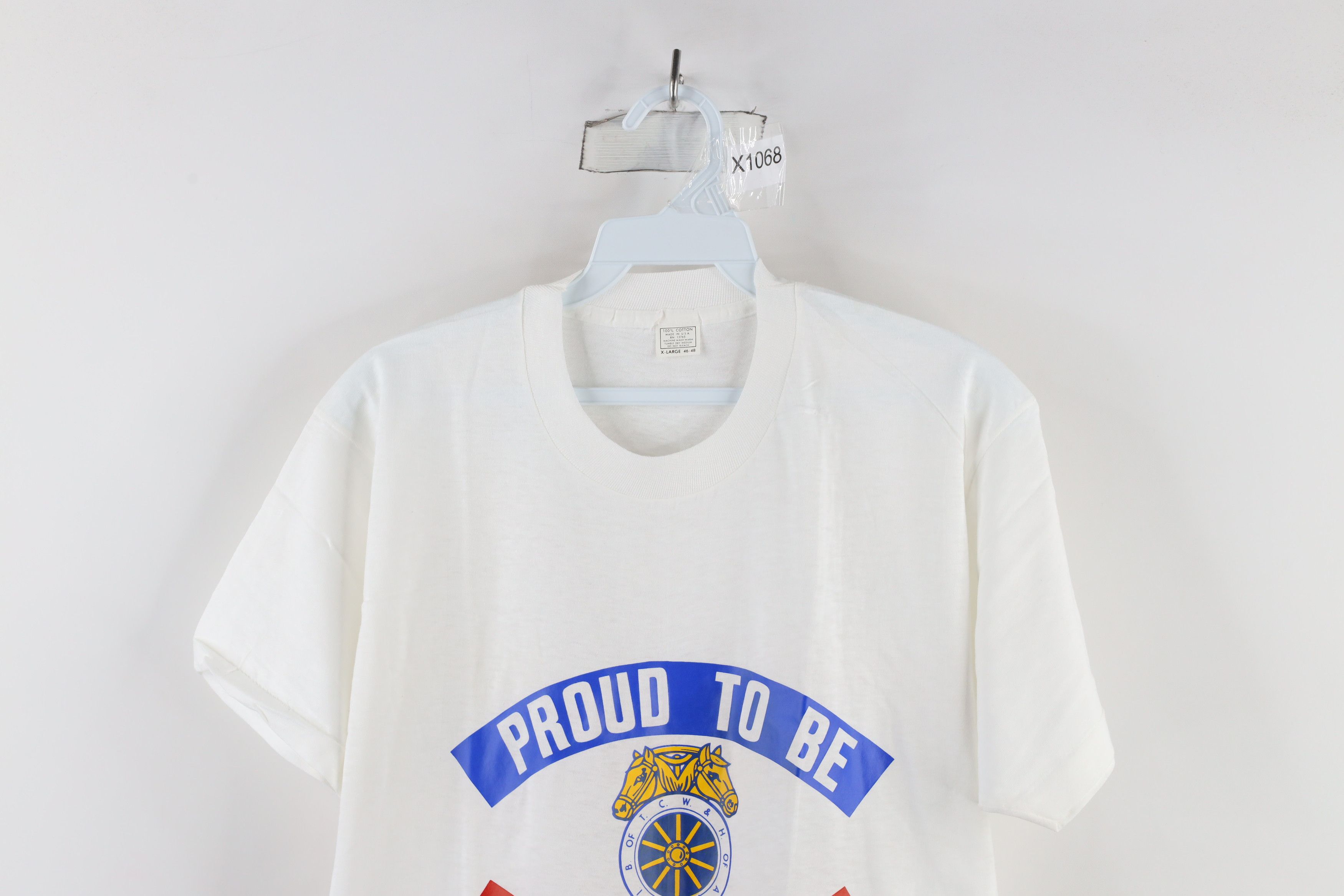Vintage Deadstock Vintage 70s Union Made Teamster T-Shirt White USA Size US L / EU 52-54 / 3 - 2 Thumbnail