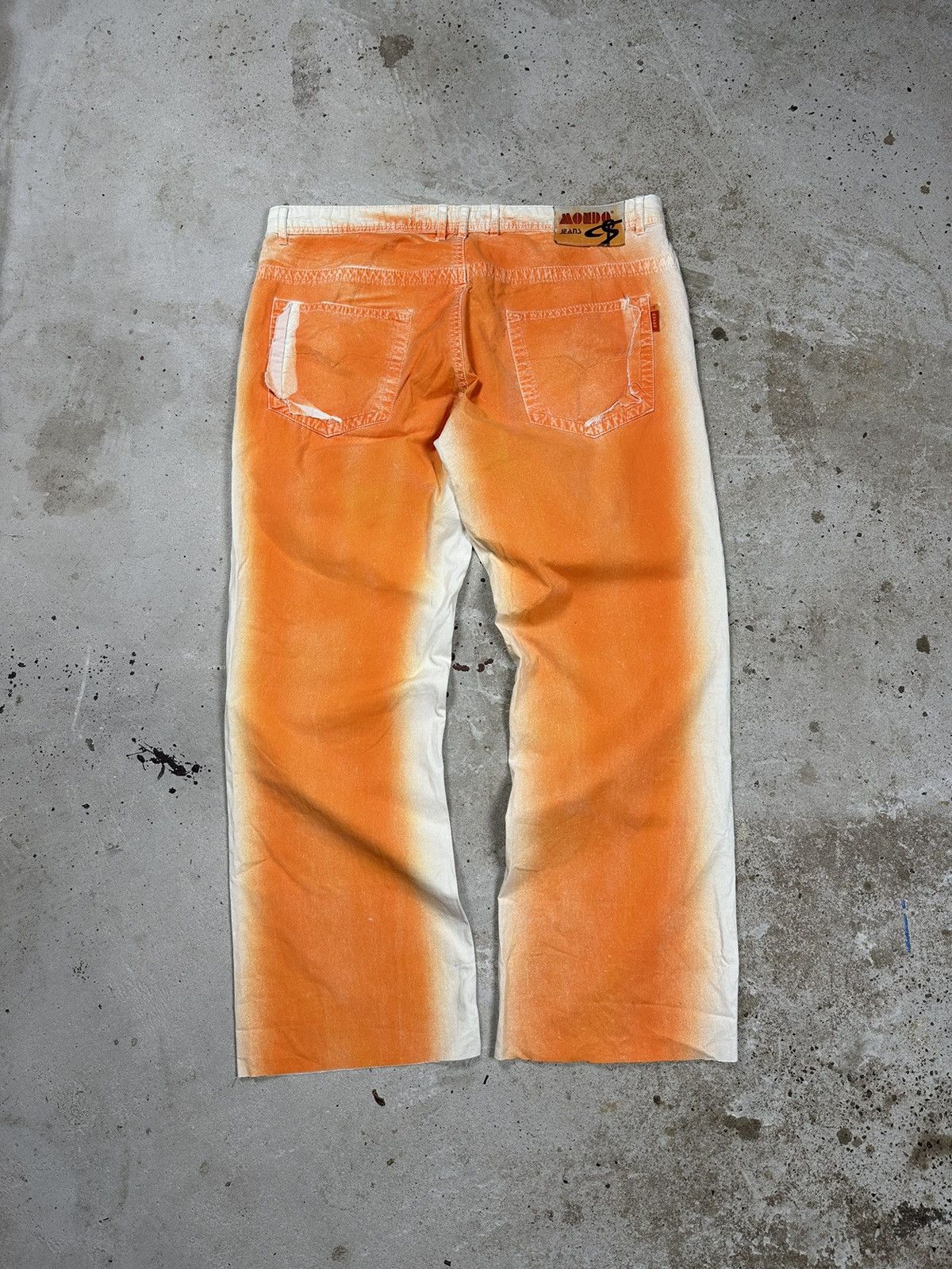 Japanese Brand × Vintage Vintage y2k Orange and White Washed Casual Pants Size US 36 / EU 52 - 2 Thumbnail