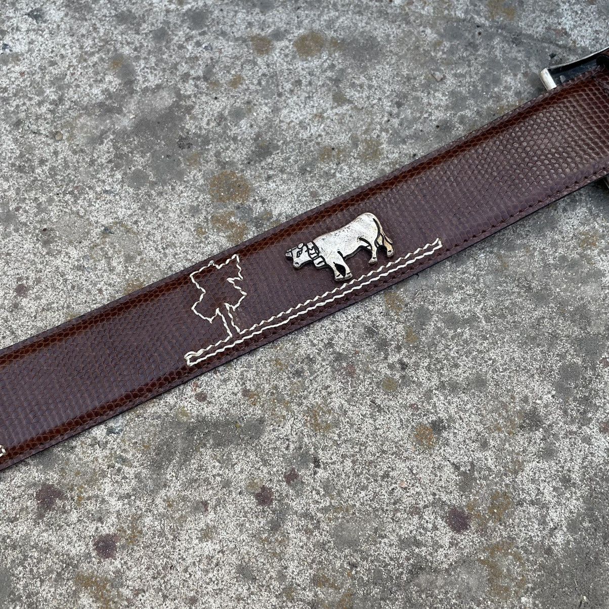 Vintage Vintage Belt Leather with Cow Japanese Style Y2K 90s Size ONE SIZE - 7 Thumbnail