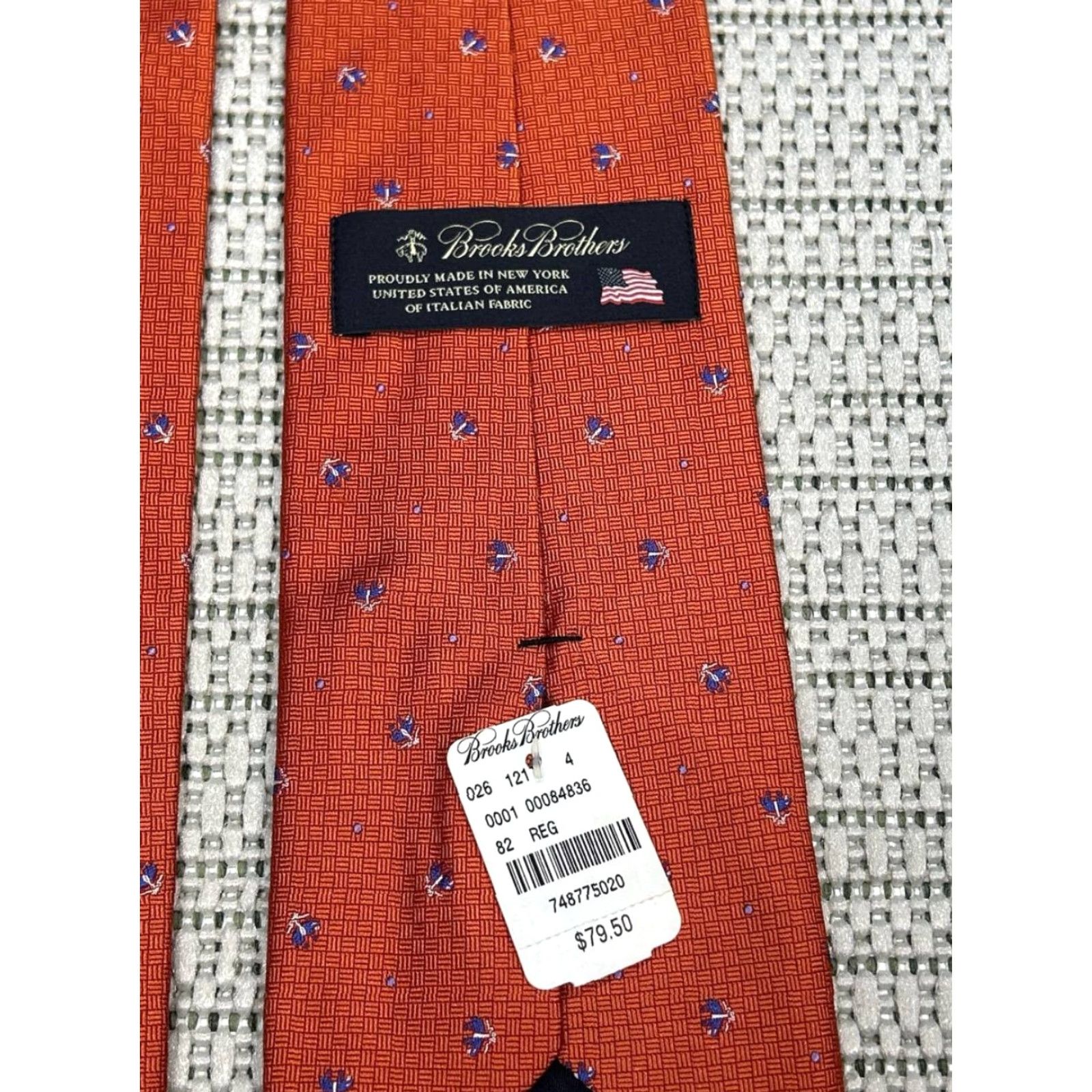 Brooks Brothers Brooks Brothers Necktie Mens OS Orange Silk Textured Embroidered Formal New Size ONE SIZE - 5 Thumbnail