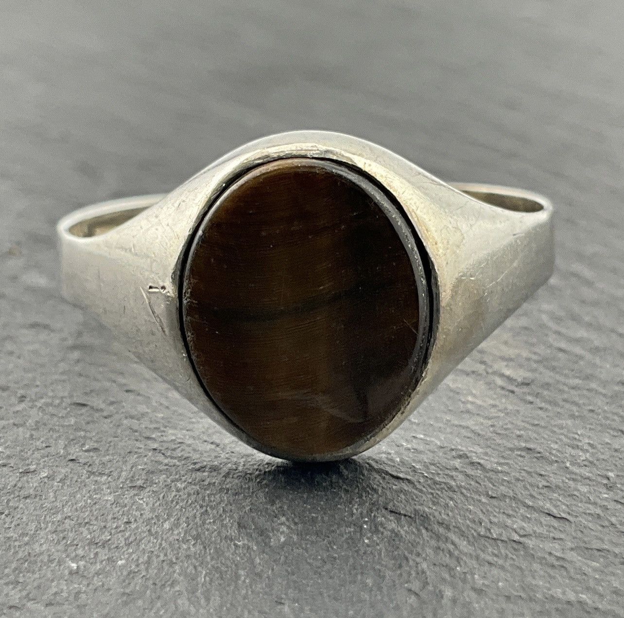 Vintage Vintage Tigers Eye Sterling Silver Signet Ring, UK Size Z, US Size 12 1/2, EU Size 68 Size ONE SIZE - 2 Thumbnail
