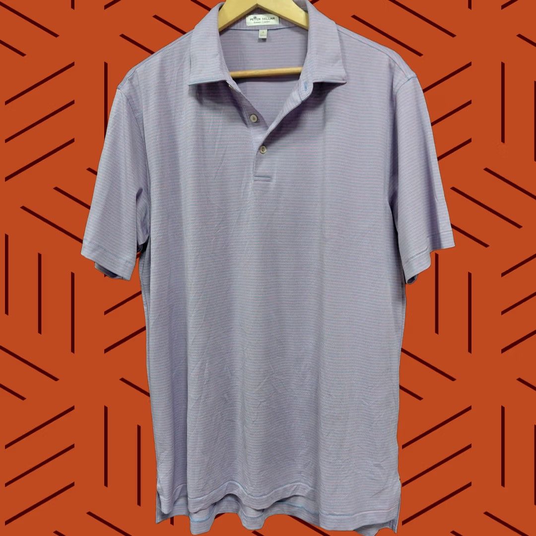 Peter Millar PETER MILLAR Summer Comfort Polo Shirt Purple Solid Knit Short Sleeve Men L Size US L / EU 52-54 / 3 - 1 Thumbnail