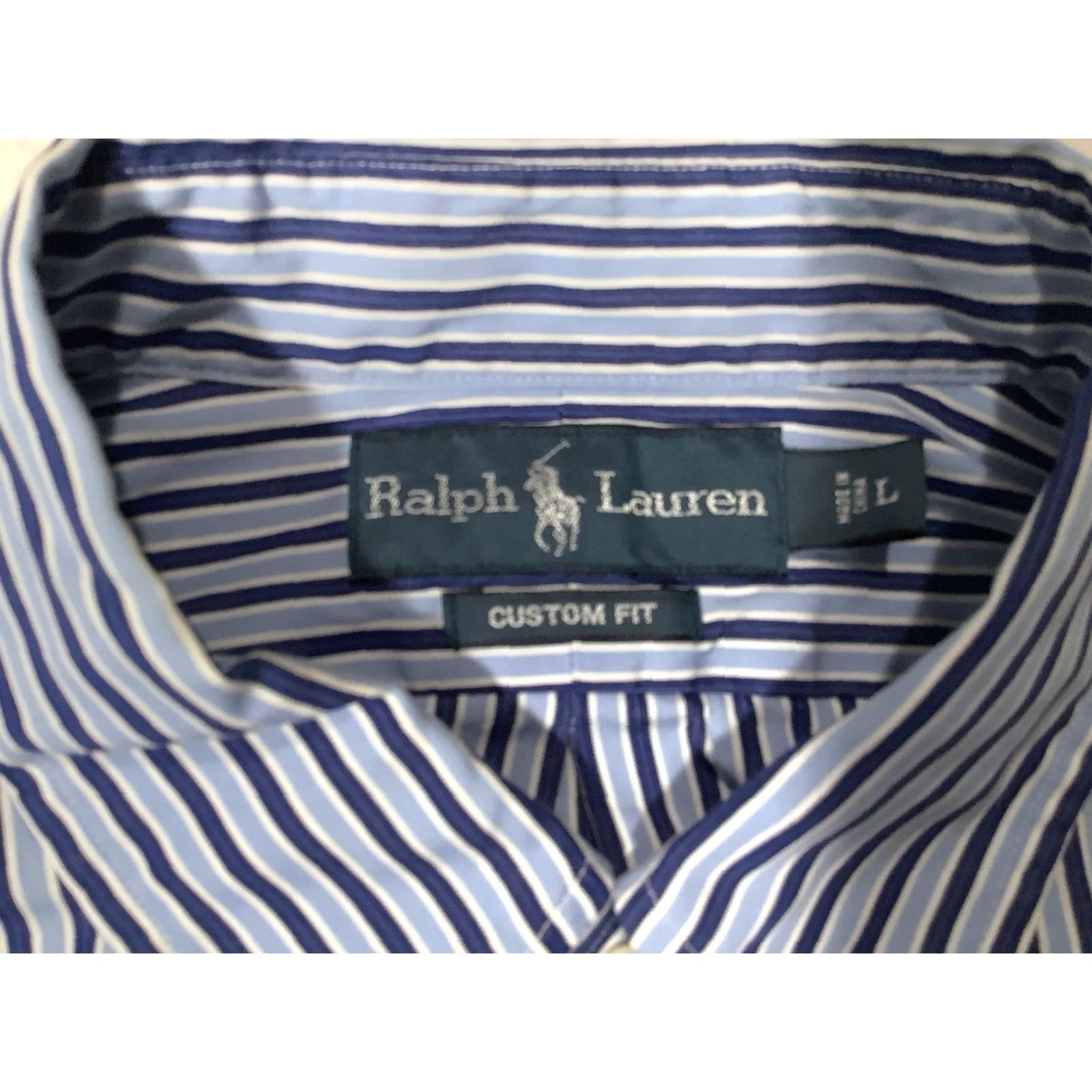 Ralph Lauren Ralph Lauren Custom fit Shirt Mens Large Blue Striped Button Up Long Sleeve Size US L / EU 52-54 / 3 - 6 Thumbnail