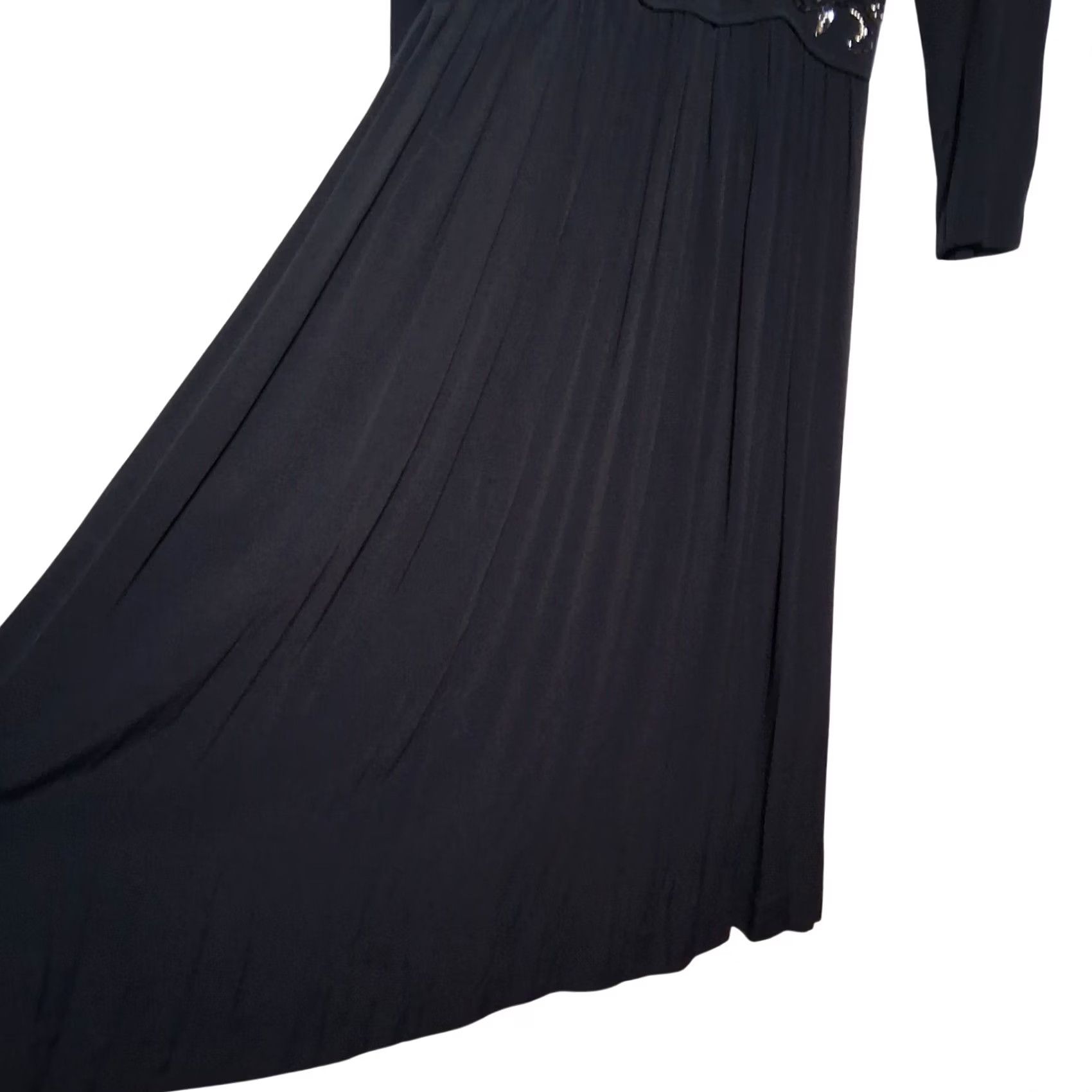 Vintage VINTAGE Karin Stevens Petites Dress 10 Petite Black Rayon Beaded Long Slv 90s Womens Size L / US 10 / IT 46 - 7 Thumbnail