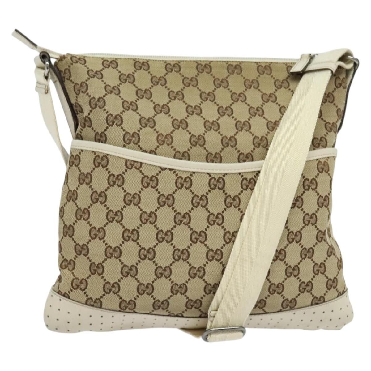 Gucci GUCCI GG Canvas Shoulder Bag Beige Silver Size ONE SIZE - 1 Thumbnail