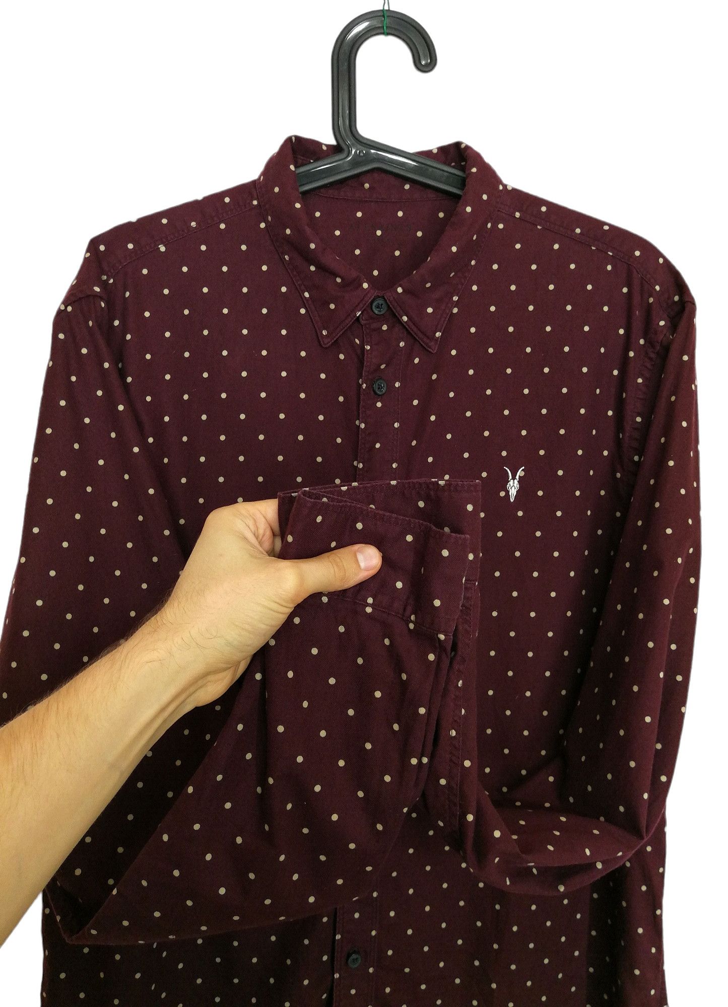 Allsaints Allsaints Bethel Shirt LS Burgundy & White Polka Dot Size US M / EU 48-50 / 2 - 10 Thumbnail
