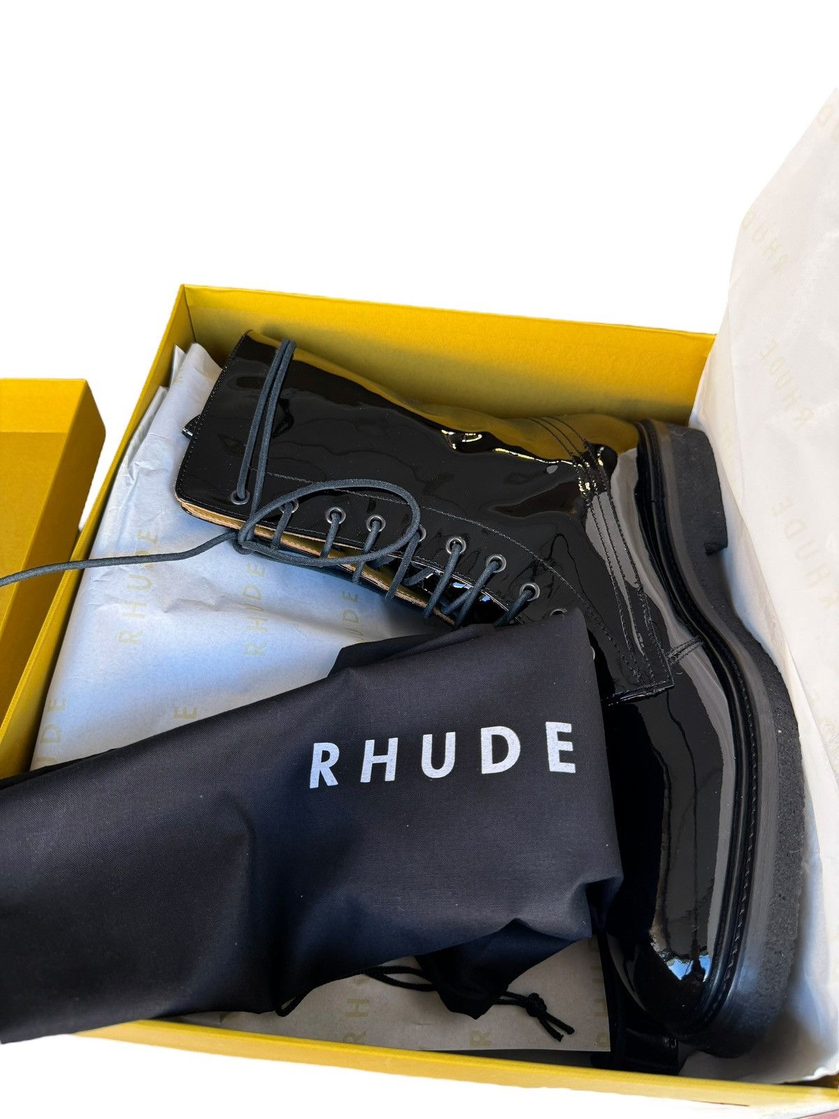 Rhude Patent Leather Combat Crepe Boot (Black) Size US 8 / EU 41 - 4 Thumbnail