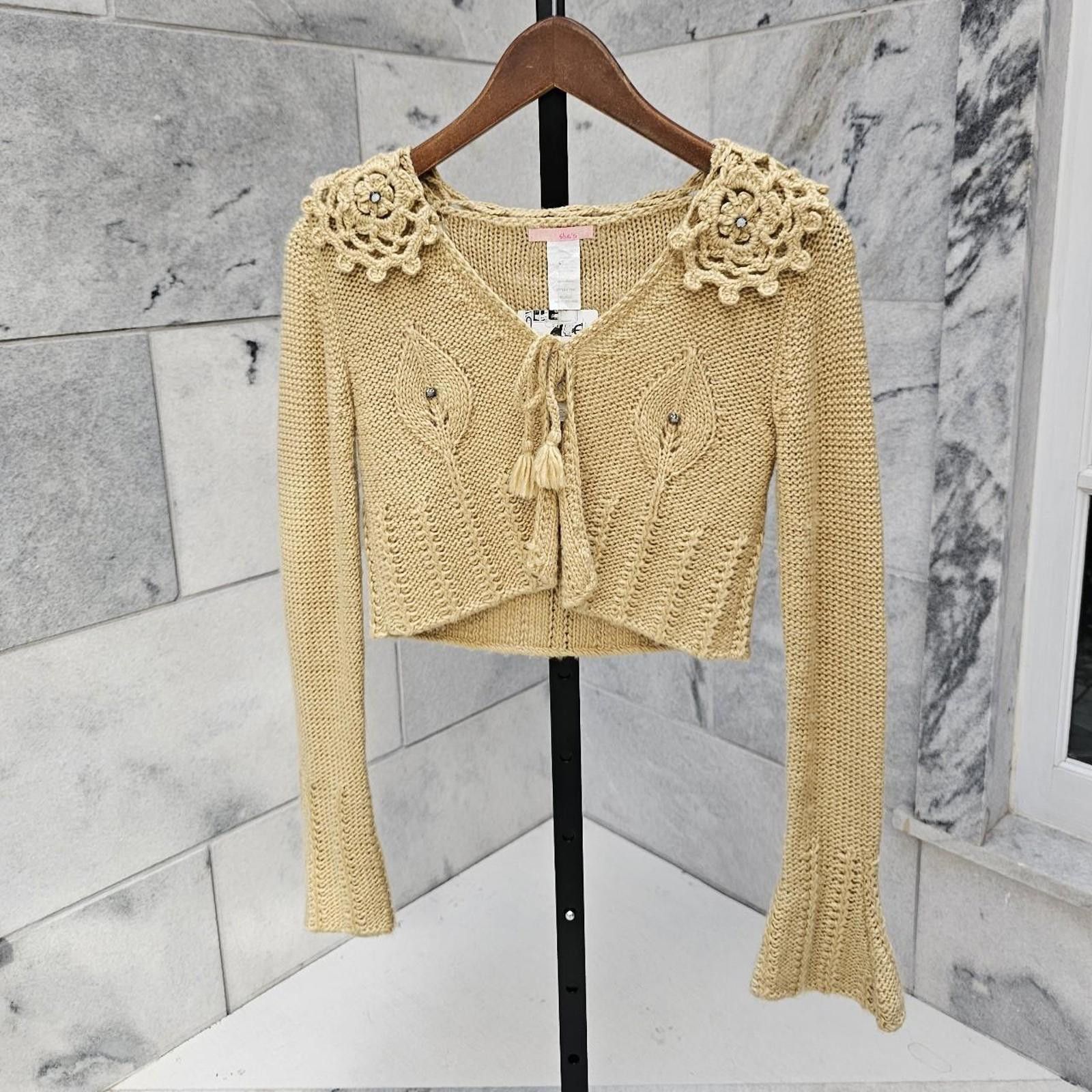 Other Women's Tan Cardigan Crochet One of A Kind Vintage Size M / US 6-8 / IT 42-44 - 1 Thumbnail