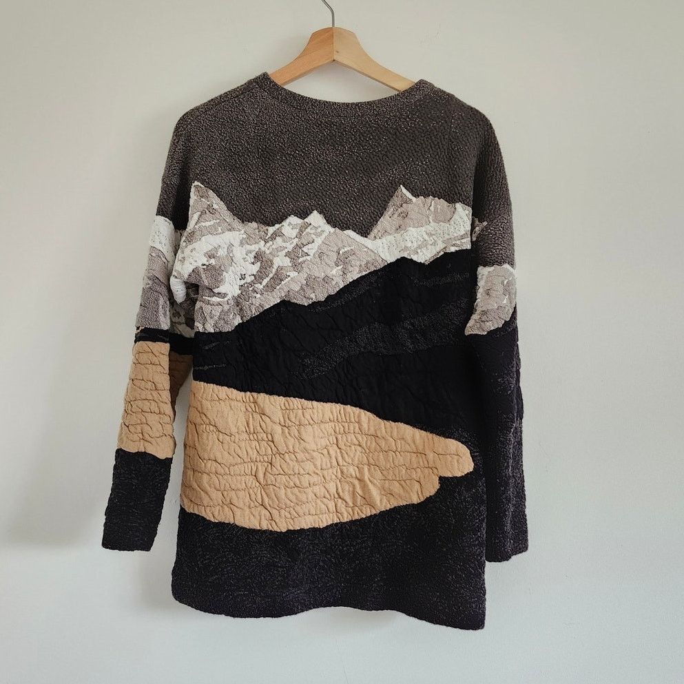 Akris Akris Punto Mountain Intarsia Patchwork Pullover Sz S Size S / US 4 / IT 40 - 4 Thumbnail