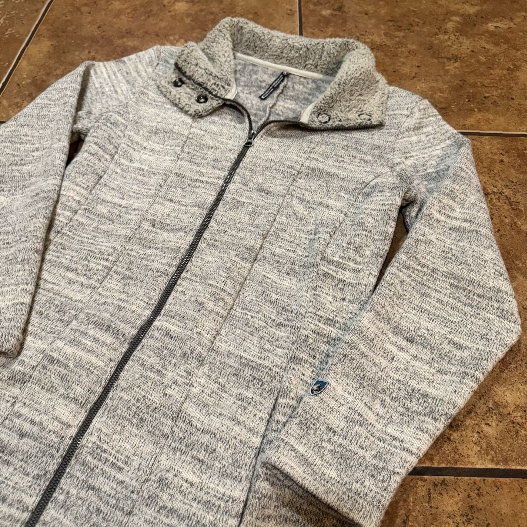 Vintage Kuhl Alaska Long Sweater Jacket Womens Medium Gray Fleece Full Zip High Neck Long Sleeve Regular Fit Pockets Solid Jacket Size M / US 6-8 / IT 42-44 - 3 Thumbnail