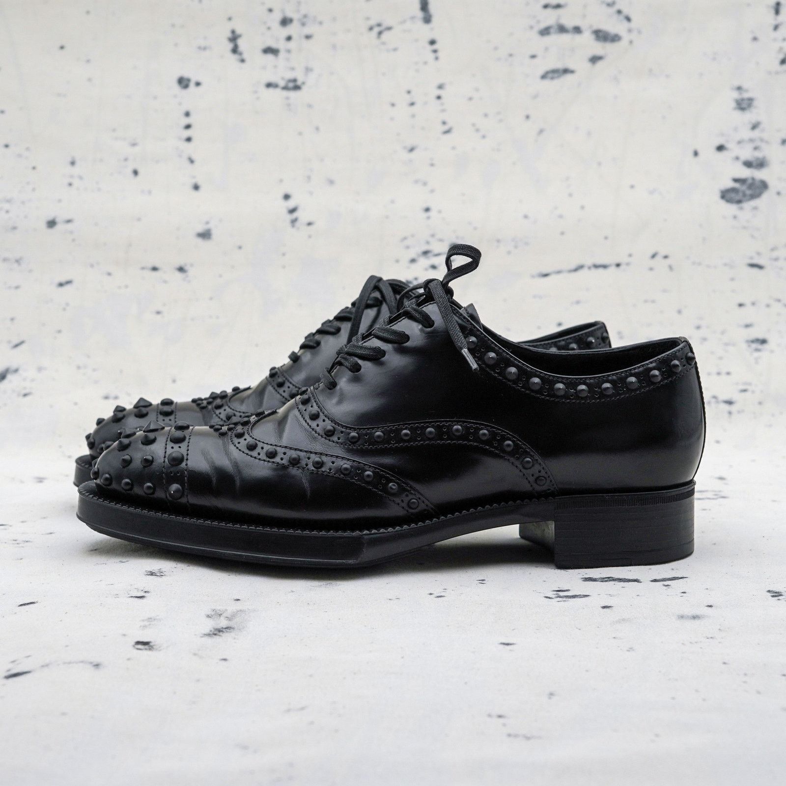 Prada Prada milano spiked brogue bold leather dress women's shoes Size US 6.5 / IT 36.5 - 3 Thumbnail