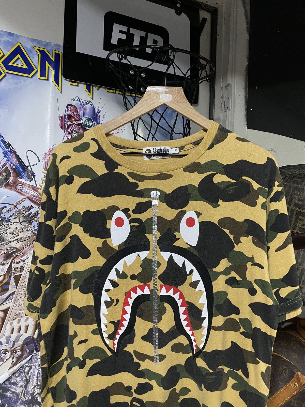Bape A Bathing Ape Yellow a camo Bape Shark Tee Shirt Medium Size US M / EU 48-50 / 2 - 7 Thumbnail