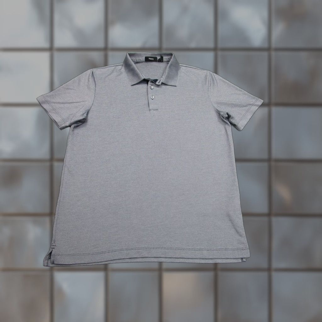 Theory Theory Polo Shirt Mens Large Gray Micro Jacquard Knit Golf Size US L / EU 52-54 / 3 - 1 Thumbnail