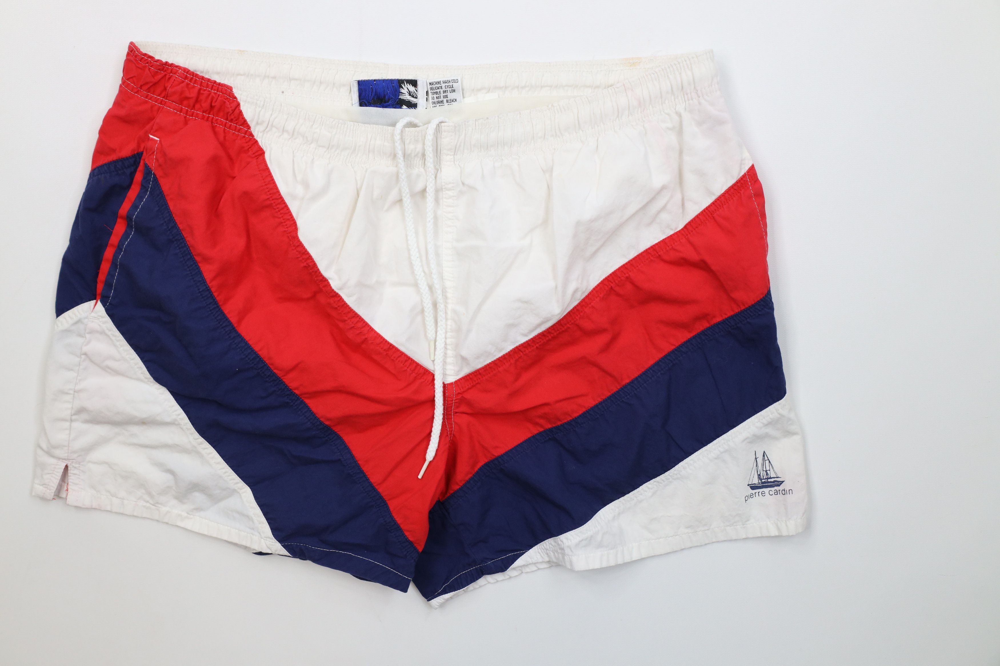 Pierre Cardin Vintage 80s 90s Pierre Cardin Block Lined Shorts Swim Trunk Size US 34 / EU 50 - 1 Thumbnail