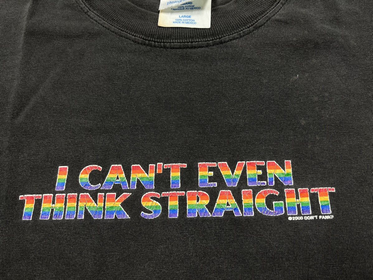 image of Art x Vintage 00S Y2K I Cant Eventhink Straight 2000 Don’T Panic in Faded Blue, Men's (Size Large)