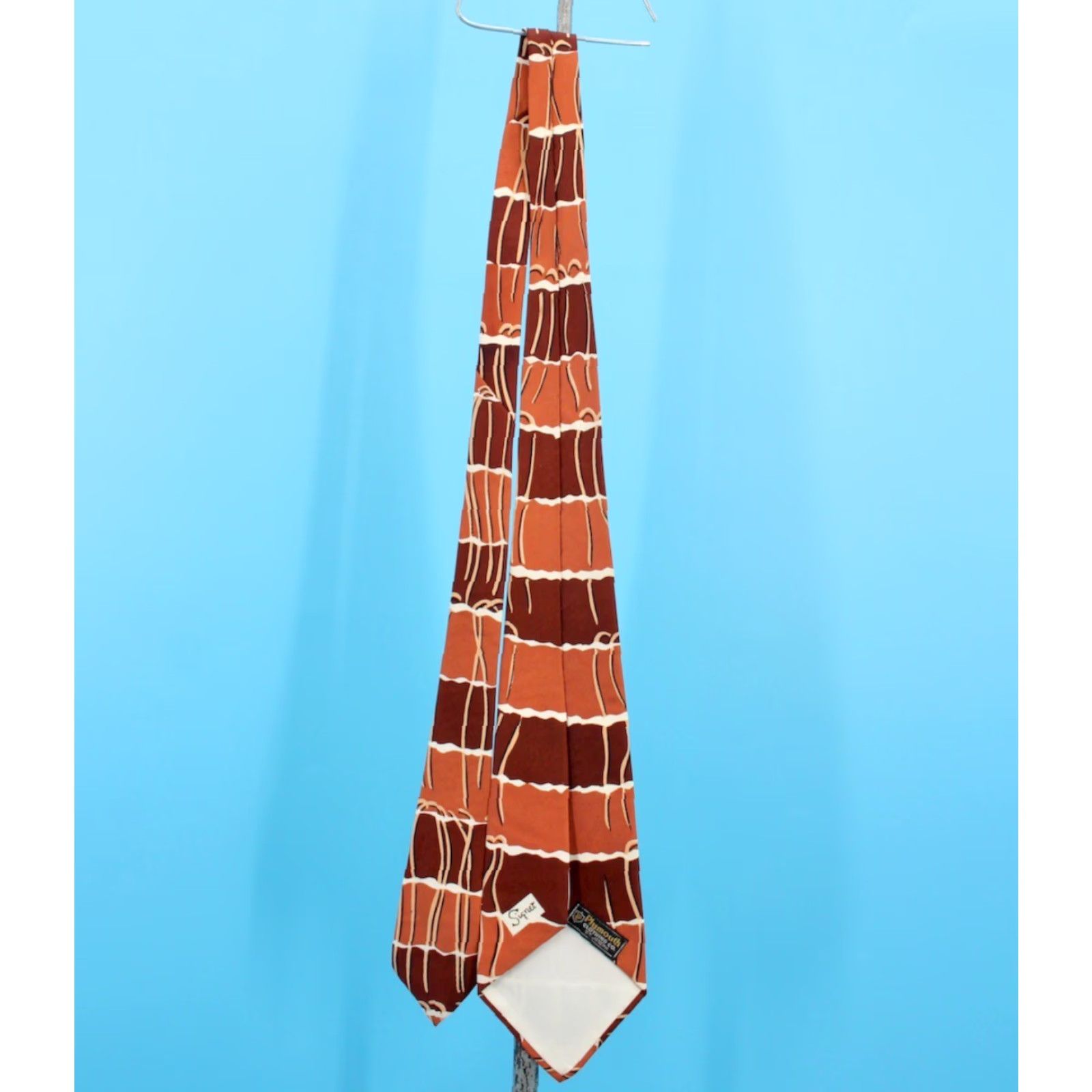 Vintage VTG Men's 1940s Orange & Brown Striped Necktie 40s Signet Tie Shirt Neck Tie Vintage 1940s Mens Signet Tie Size ONE SIZE - 7 Thumbnail