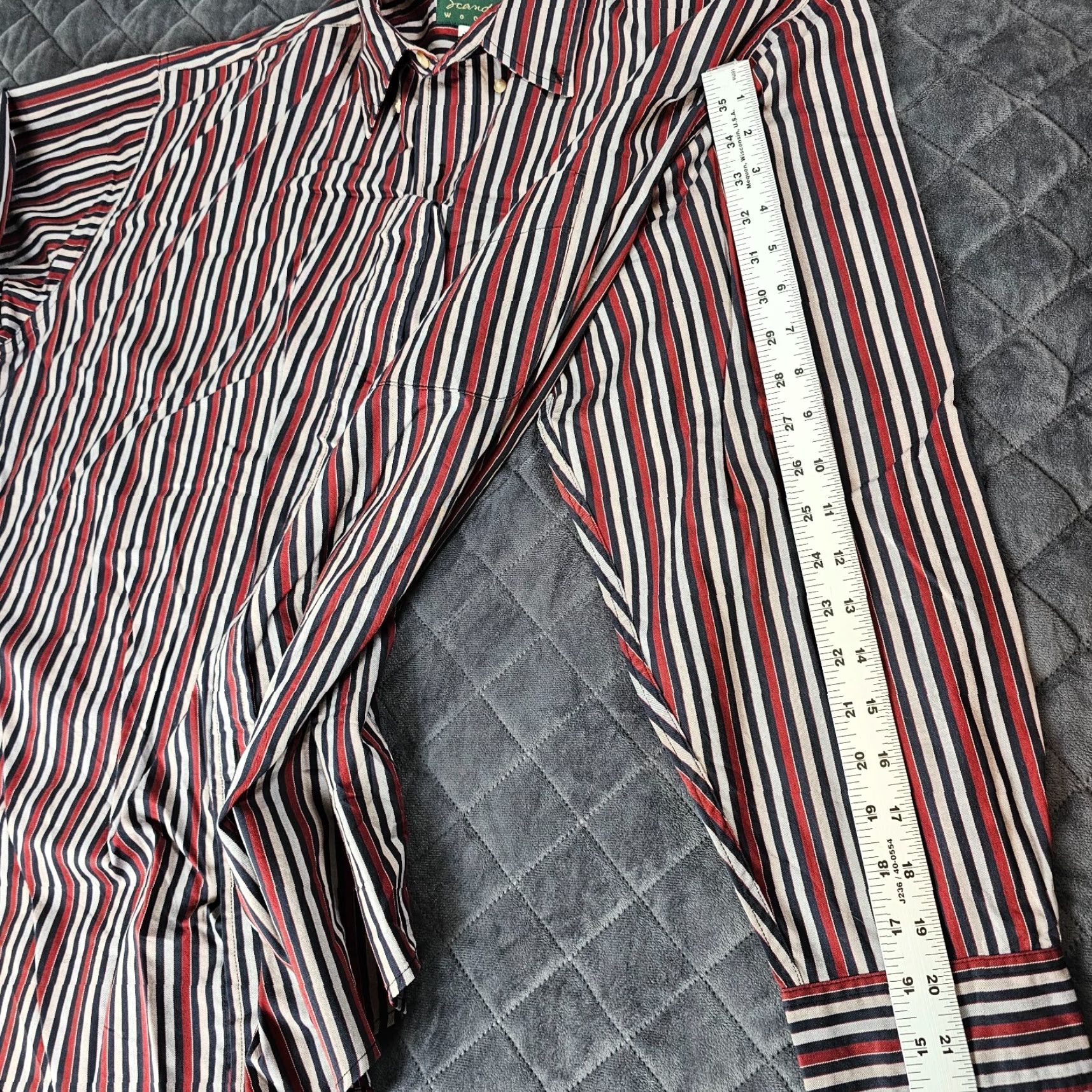 Vintage Scandia Woods Shirt Button-Up Mens XL Long Sleeve 100% Cotton Red Stripe Pockets Vintage? No — but include Striped pattern. Size US XL / EU 56 / 4 - 6 Thumbnail