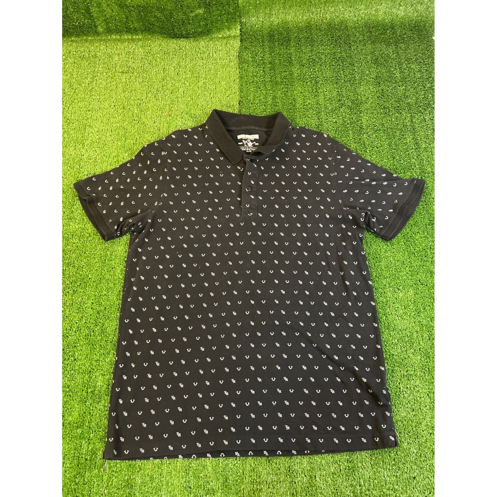 True Religion True Religion Mens XL Black All Over Print Horseshoe Polo Size US XL / EU 56 / 4 - 1 Thumbnail