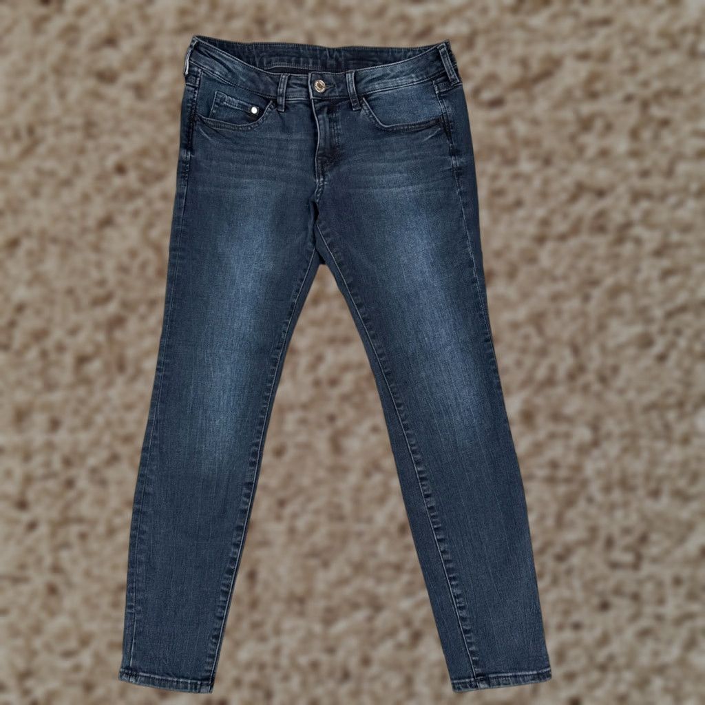 Denime &Denim Jeans Womens 27x25 Blue Denim Skinny Low Waist Dark Cotton Blend Size 27" / US 4 / IT 40 - 1 Thumbnail