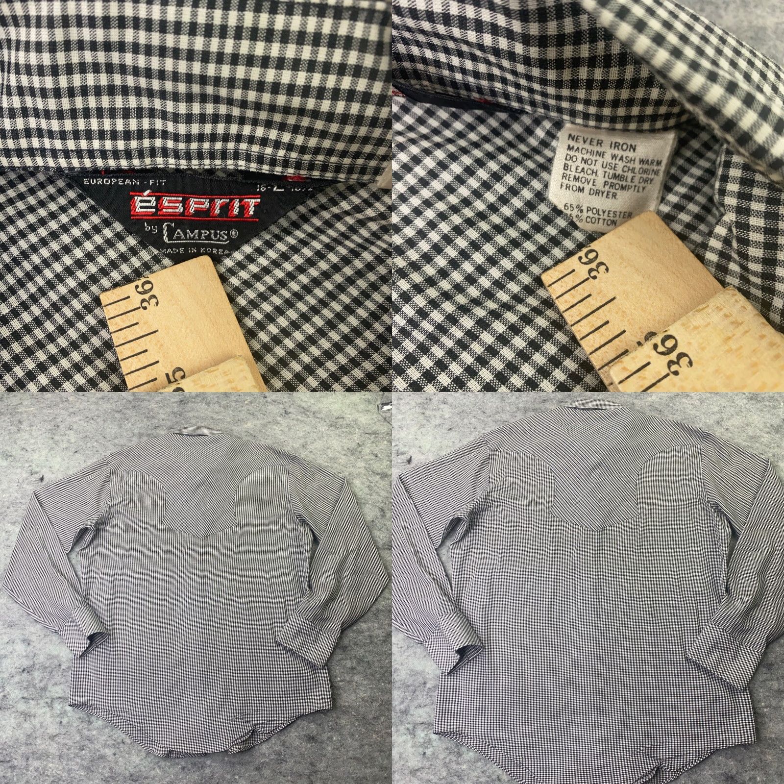 Vintage VINTAGE Campus Shirt Mens L Grey Check Gingham Western Casual Button-Up Size US L / EU 52-54 / 3 - 8 Thumbnail