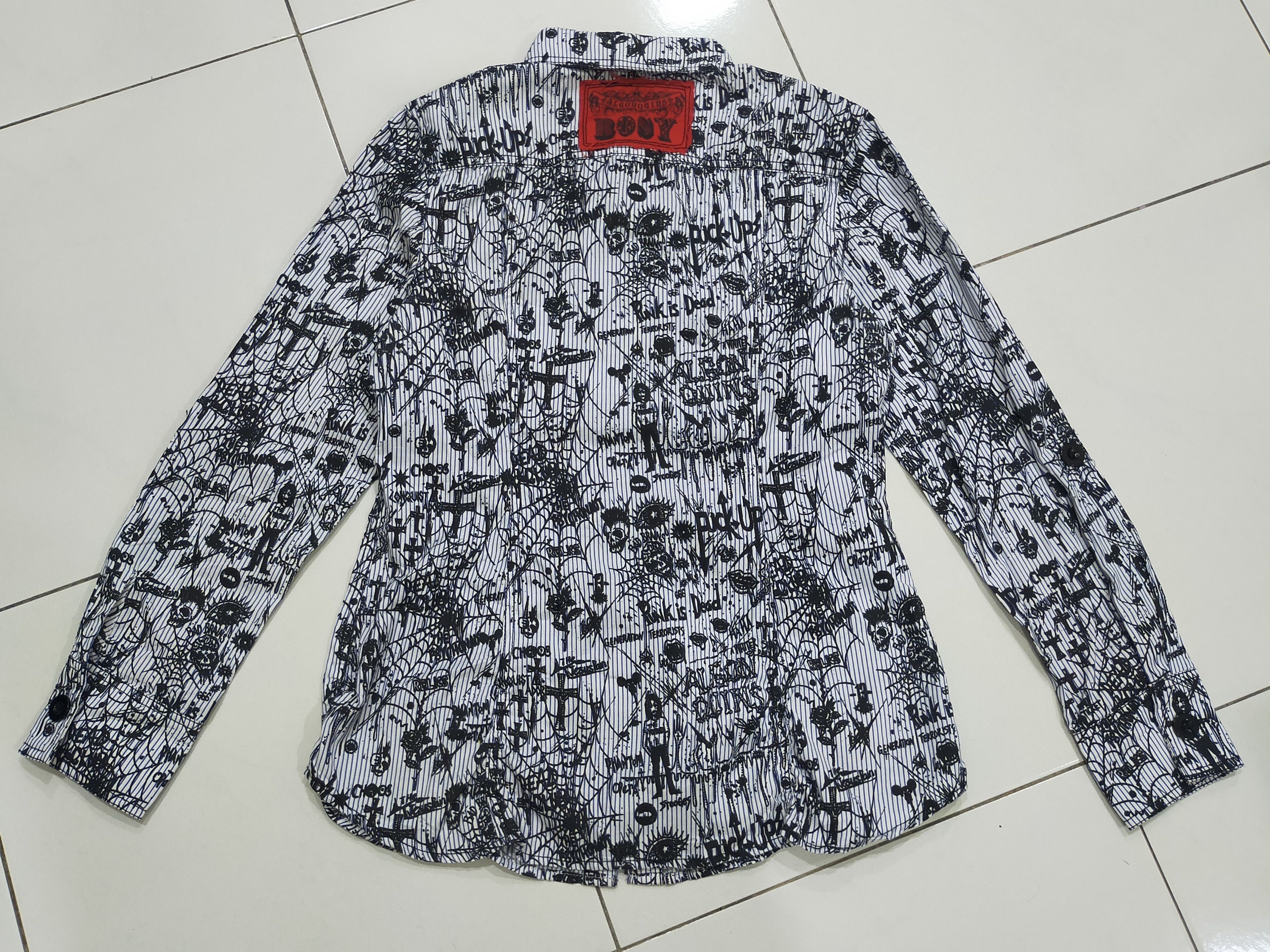 If Six Was Nine × Japanese Brand × Le Grande Bleu (L.G.B.) 🔥 ALGONQUINS PUNK FULLPRINT SKULL BUTTON UP Size M / US 6-8 / IT 42-44 - 2 Thumbnail