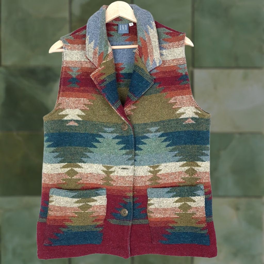 Vintage VINTAGE IVY Sweater Vest Womens Small Aztec Southwestern Boho Wool Blend Button Up Size S / US 4 / IT 40 - 1 Thumbnail
