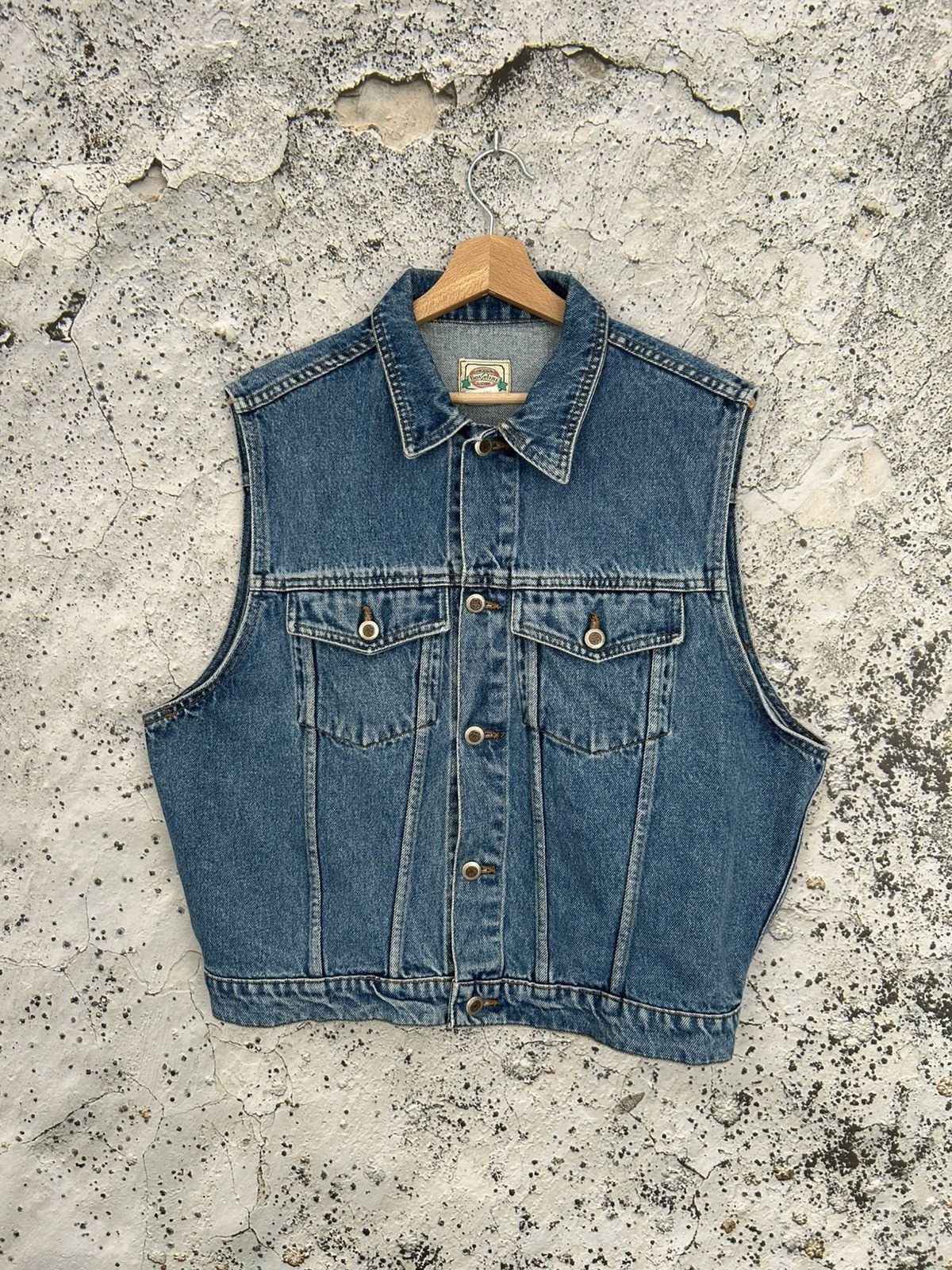 Vintage Vintage Blue Denim Vest Jeans Grunge Punk Rock Metal Skate Size US M / EU 48-50 / 2 - 1 Thumbnail