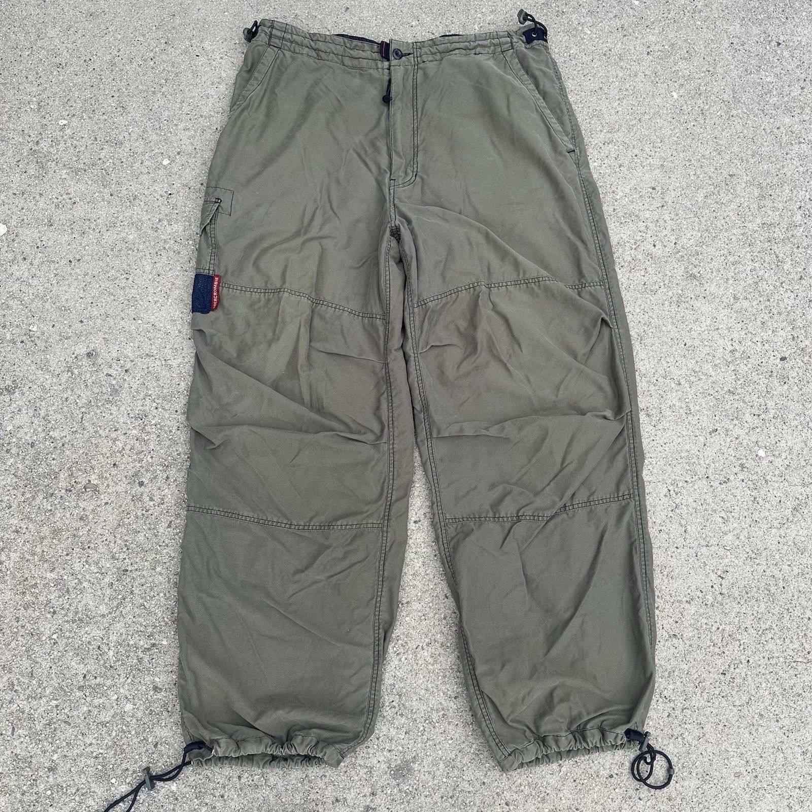 Abercrombie & Fitch × Vintage Vintage Y2K Abercrombie & Fitch Green Cargo Parachute Pants Size US 37 - 1 Thumbnail