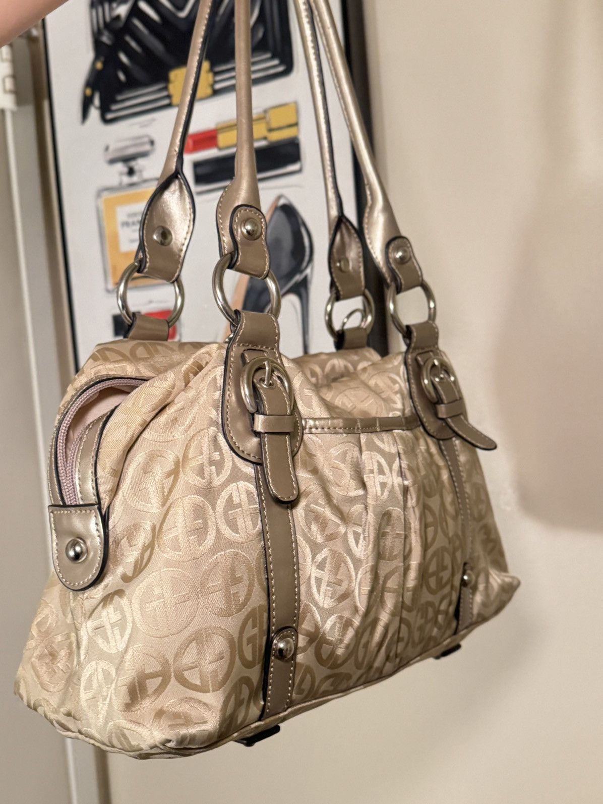 Giani Bernini Vintage Giani Bernini Gold Tan Monogram Handbag Size ONE SIZE - 2 Thumbnail