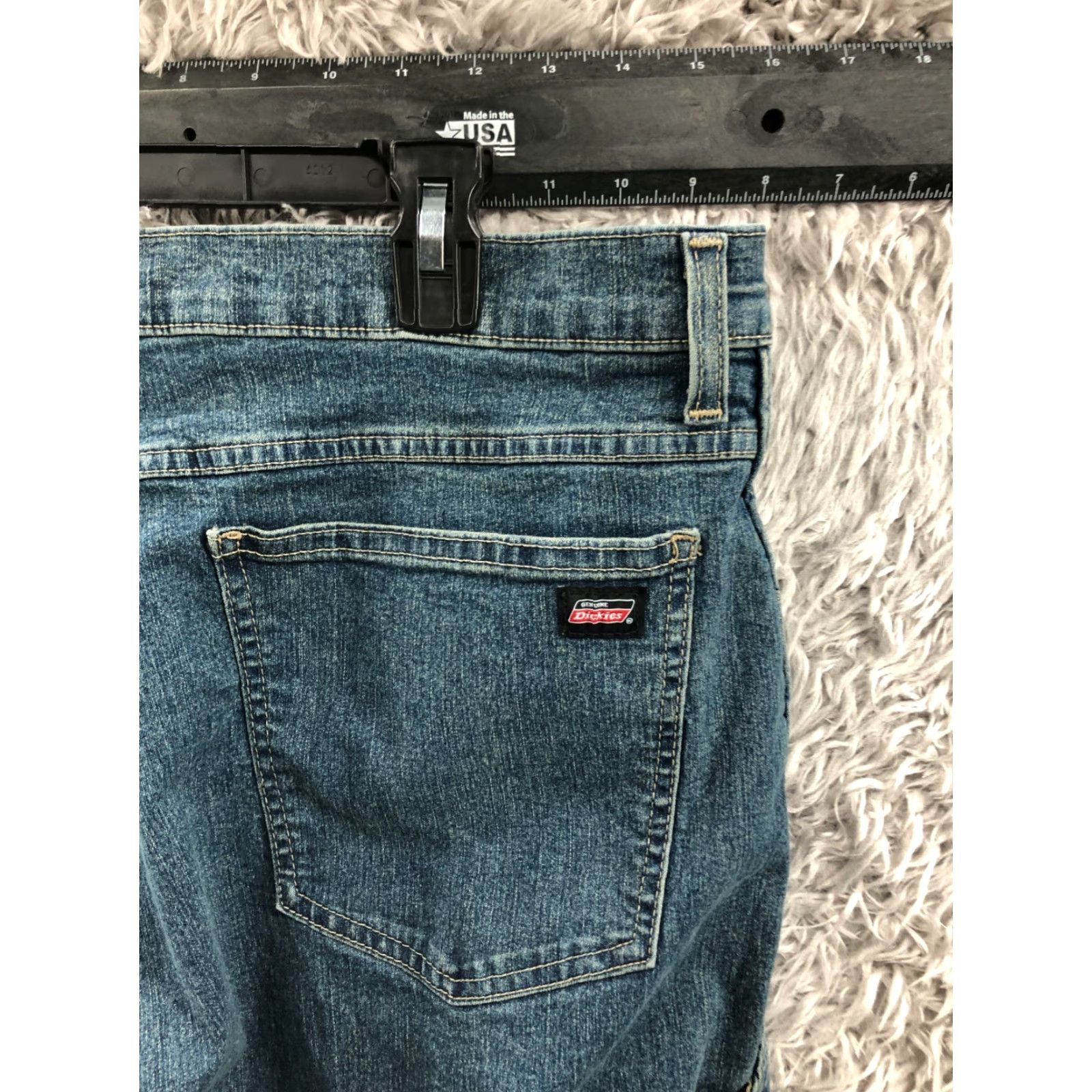 Dickies Dickies Bermuda Shorts Mens Regular Size 40 Mid Wash Blue Denim 5-Pocket Logo Belt Loops Flat Front Cotton Blend Casual Shorts Size US 40 / EU 56 - 5 Thumbnail