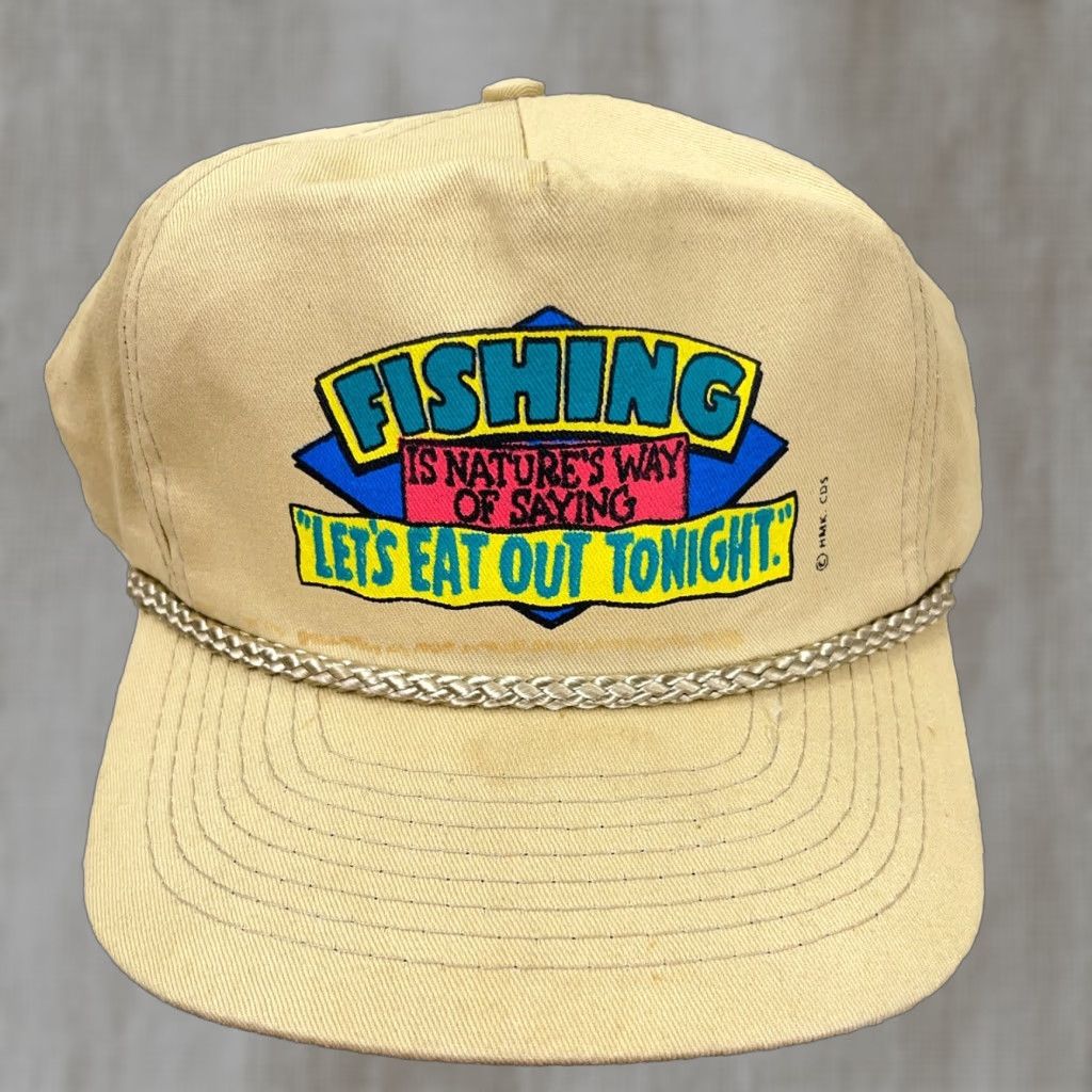 Roper VINTAGE Desiner Pro Fishing Trucker Hat Cap Snapback 90s Funny Joke Beige One Size Mens Size ONE SIZE - 1 Thumbnail