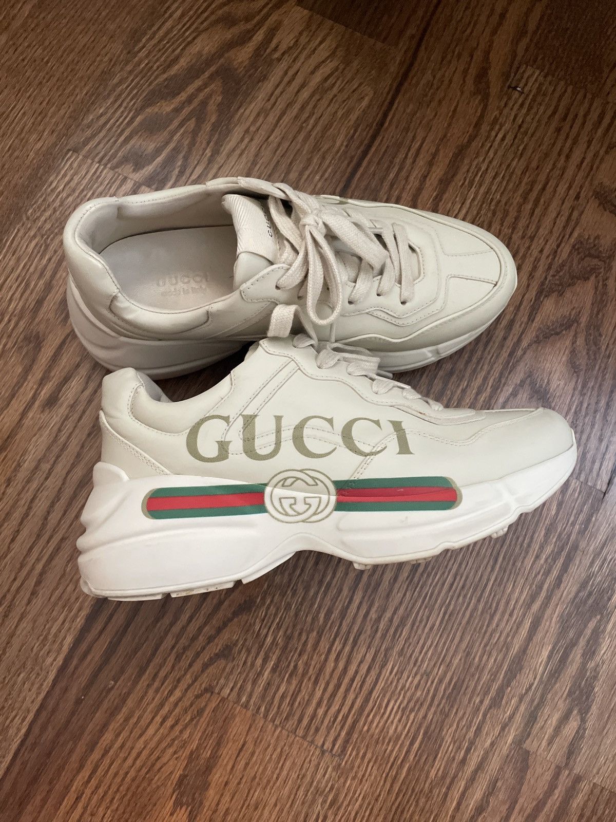 Gucci Womens Ivory Rhyton Gucci Logo Leather Sneaker (Size 36) Size US 6 / IT 36 - 2 Thumbnail