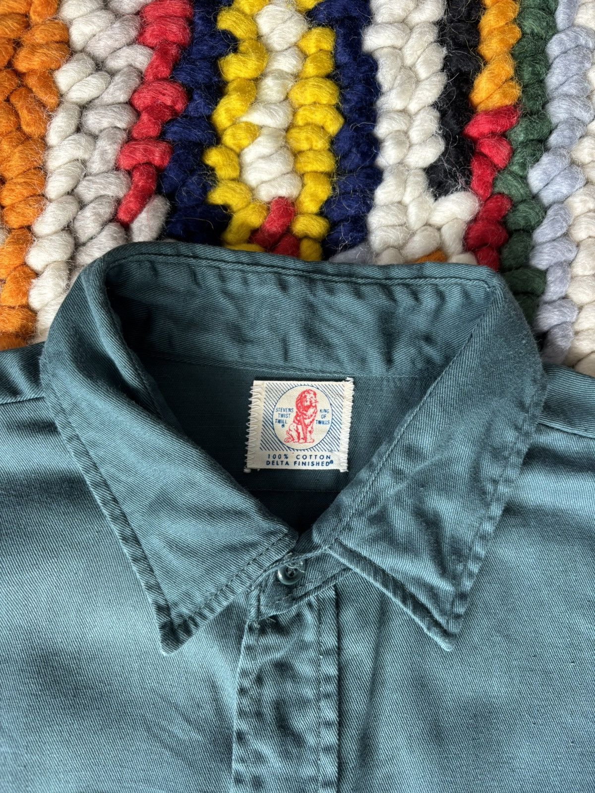 Vintage 1950s Stevens Twist Twill Union Made Work Shirt Size US L / EU 52-54 / 3 - 3 Thumbnail