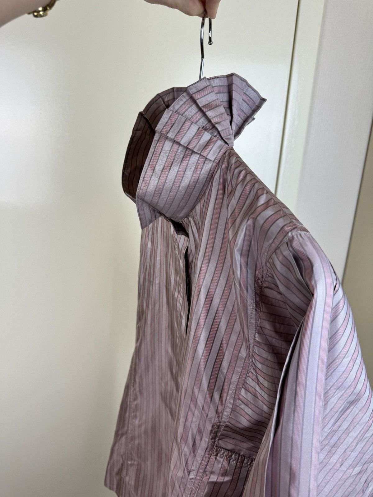Jil Sander Jil Sander Vintage Silk Striped Shirt Blouse Dracula Collar Size S / US 4 / IT 40 - 16 Thumbnail