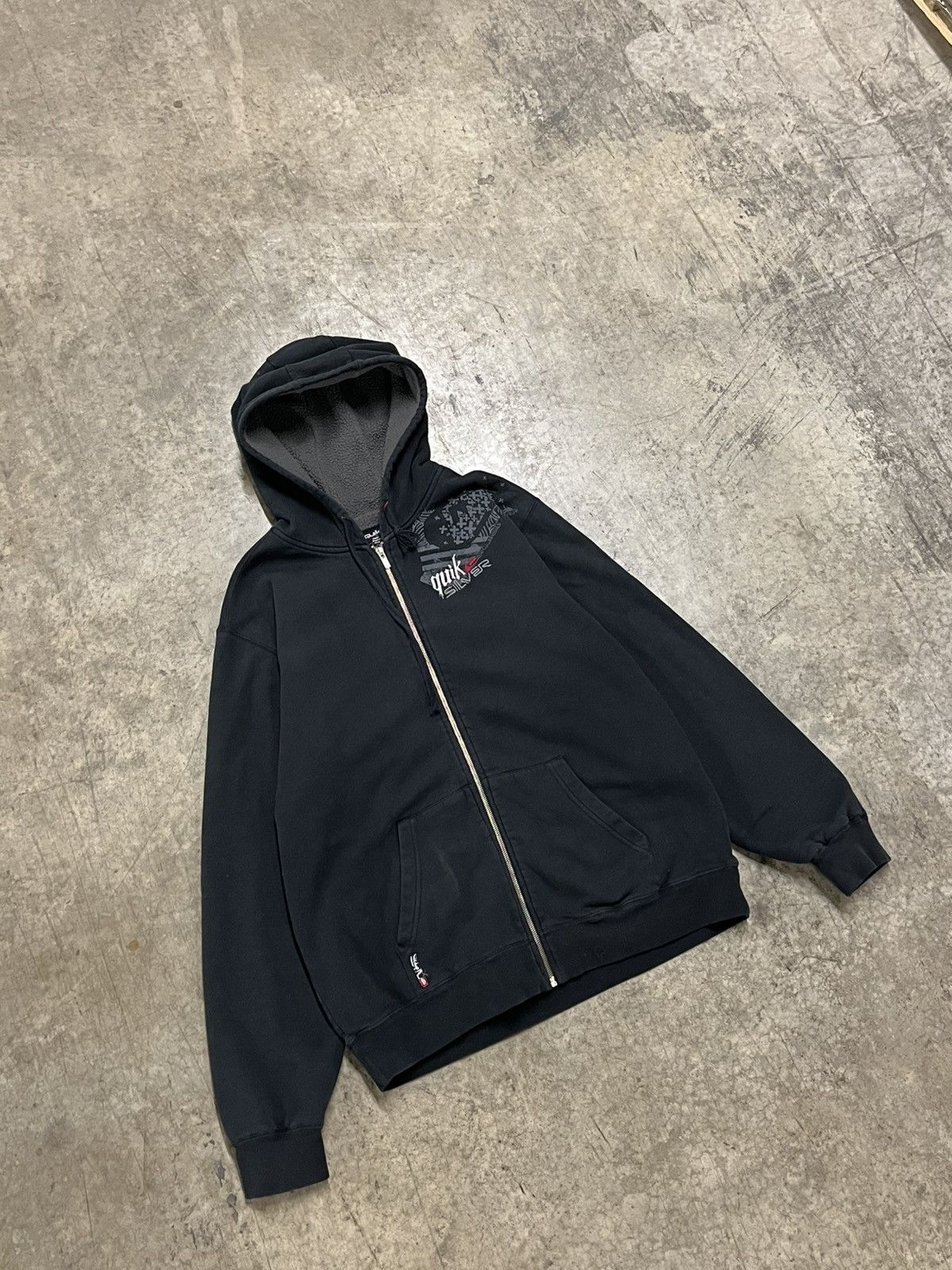 Quiksilver × Vintage Quicksilver y2k Sherpa lined zip up hoodie skater streetwear Size US L / EU 52-54 / 3 - 2 Thumbnail